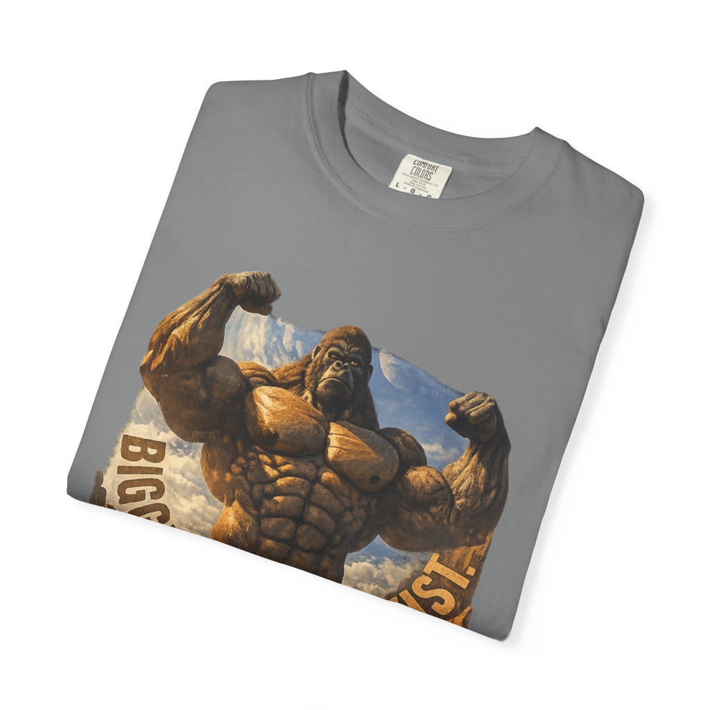 Power Runs Black PRB Biggest Flex I Exist T-Shirt — Funny Muscle Gorilla Graphic Tee by Printify