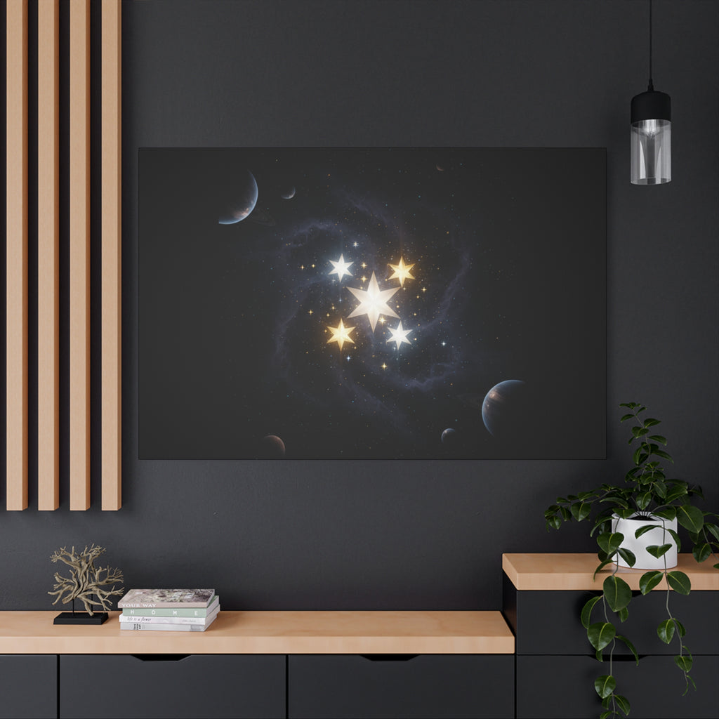 Power Runs Black PRB Glowing Star Constellation Canvas by Power Runs Black