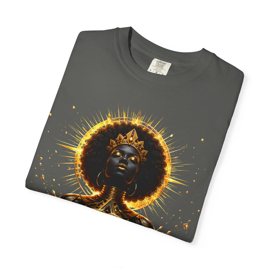 Power Runs Black goddess illustration T-Shirt | Afrocentric black pride design by Power Runs Black