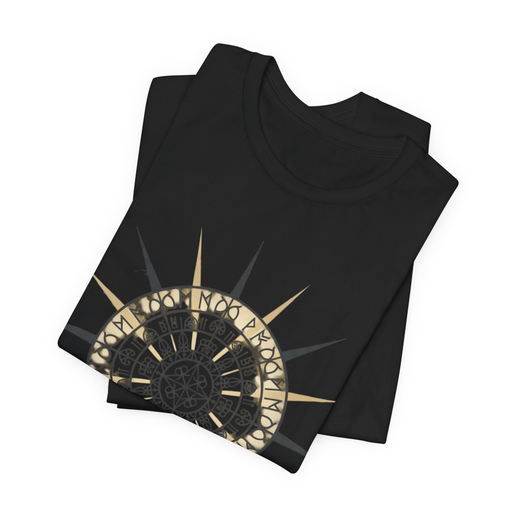 PRB Compass Rose Mandala Tee — Nautical Compass Graphic Shirt by Power Runs Black