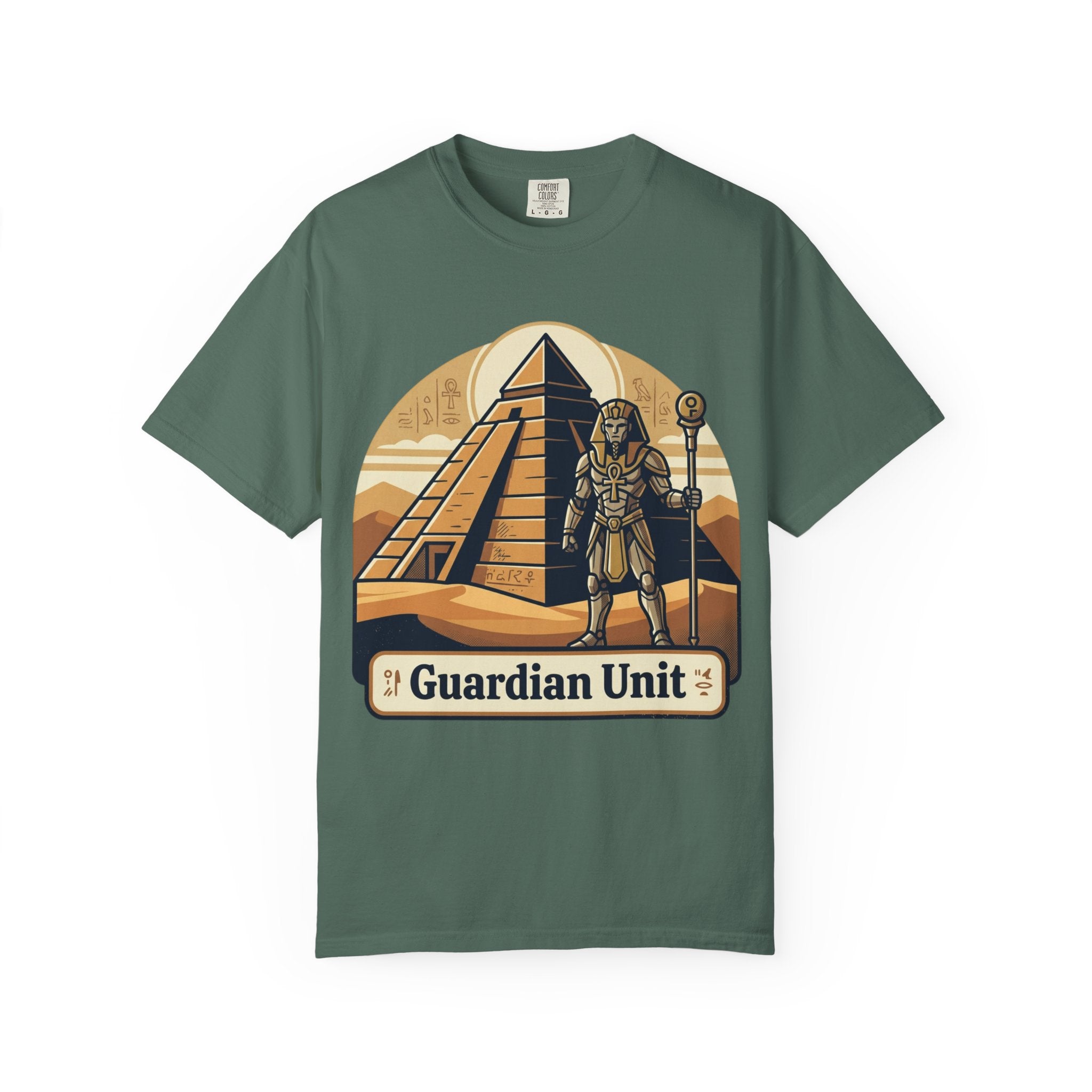 Power Runs Black PRB Guardian Unit T-Shirt — Egyptian Pyramid Sci‑Fi Graphic Tee by Printify