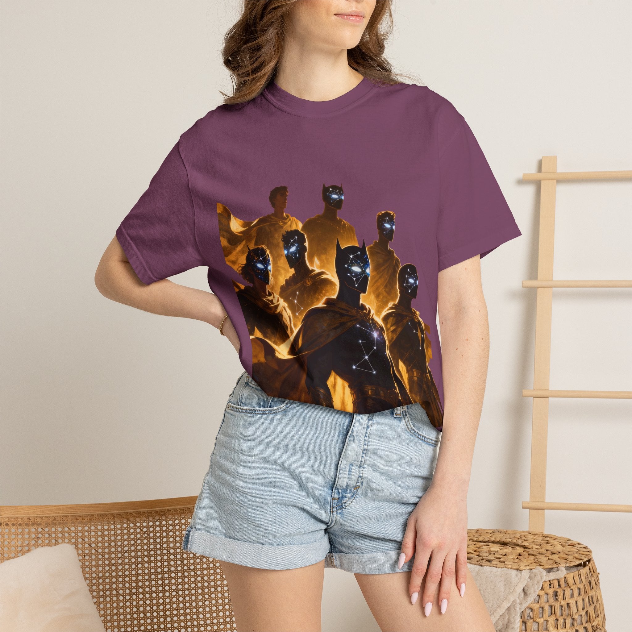 PRB Cosmic Heroes Graphic Tee (Golden Cloaks & Starry Faces) by Printify