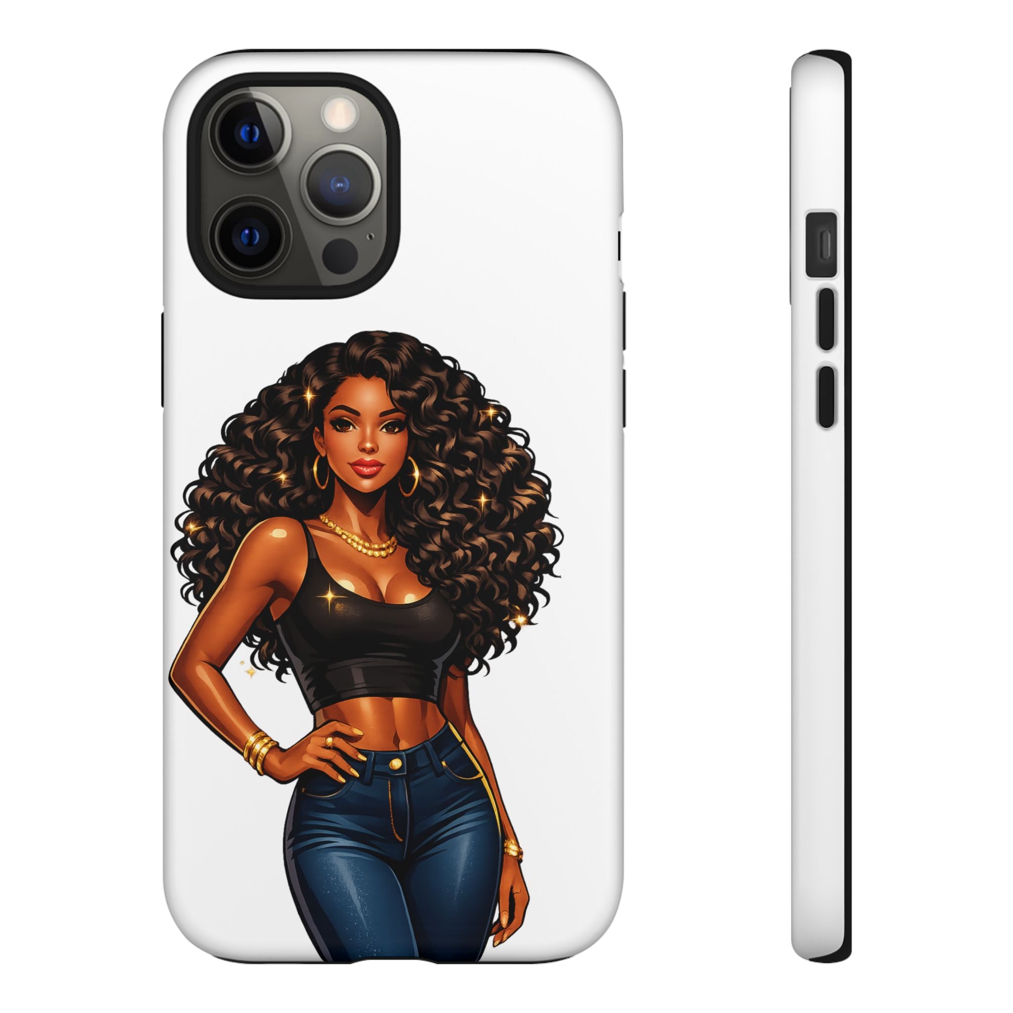 Pretty Rich Bitch by PRB Curly Hair Phone Case by Power Runs Black