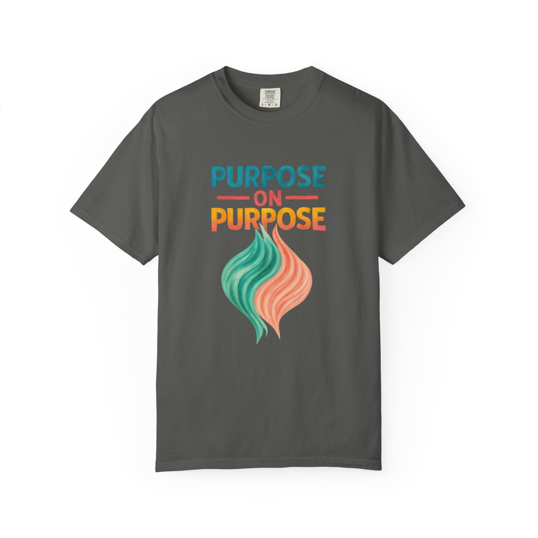 PRB Purpose On Purpose T-Shirt — Inspirational Graphic Tee with Abstract Wave Design by Power Runs Black
