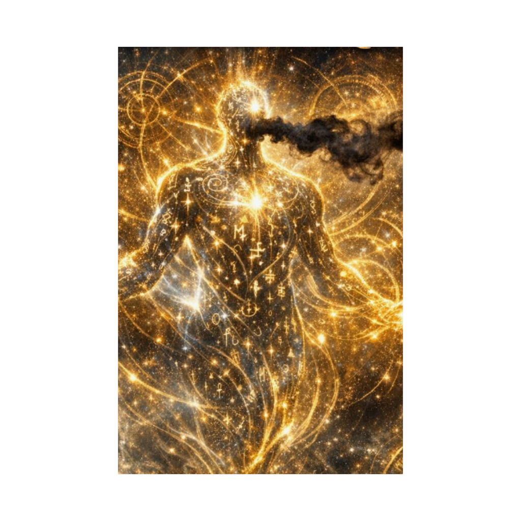 Power Runs Black PRB Archeon Kin Cosmic Figure Matte Vertical Poster | Spiritual Abstract Art by Printify