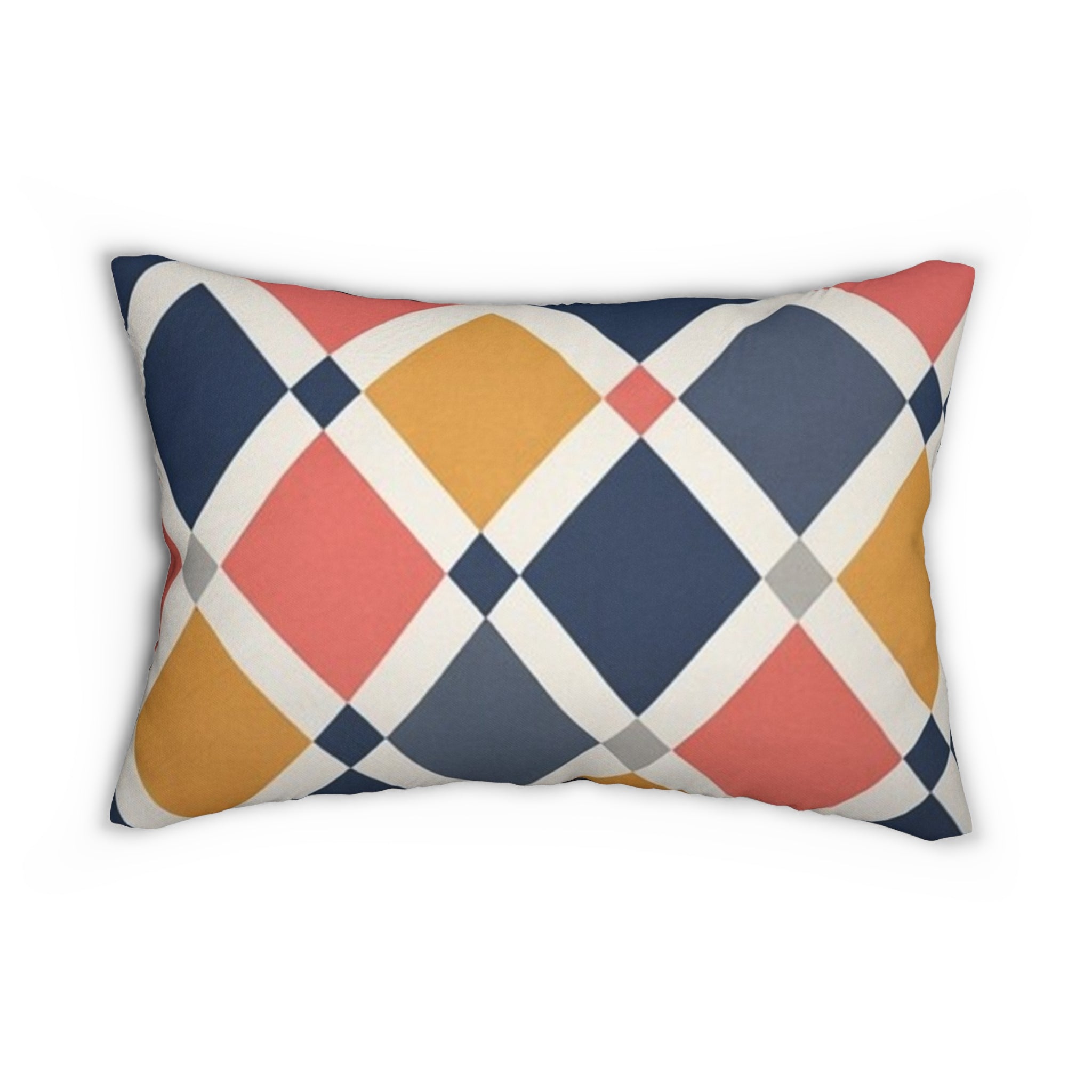 PRB Geometric Triangle & Diamond Lumbar Pillow — Mid-Century Modern Accent Cushion by Power Runs Black