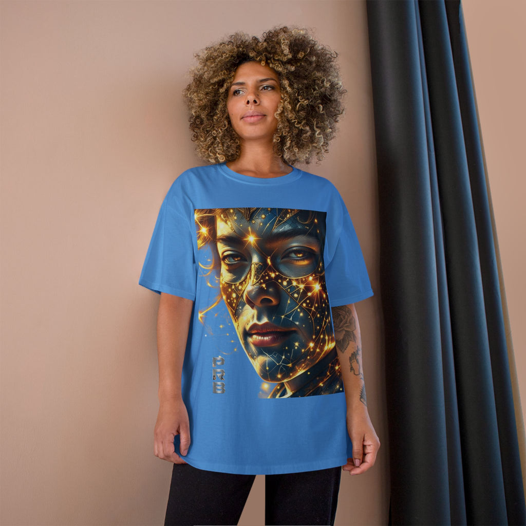 PRB Champion T-Shirt — Cosmic Face Art Tee (Radiant Star Portrait) by Printify
