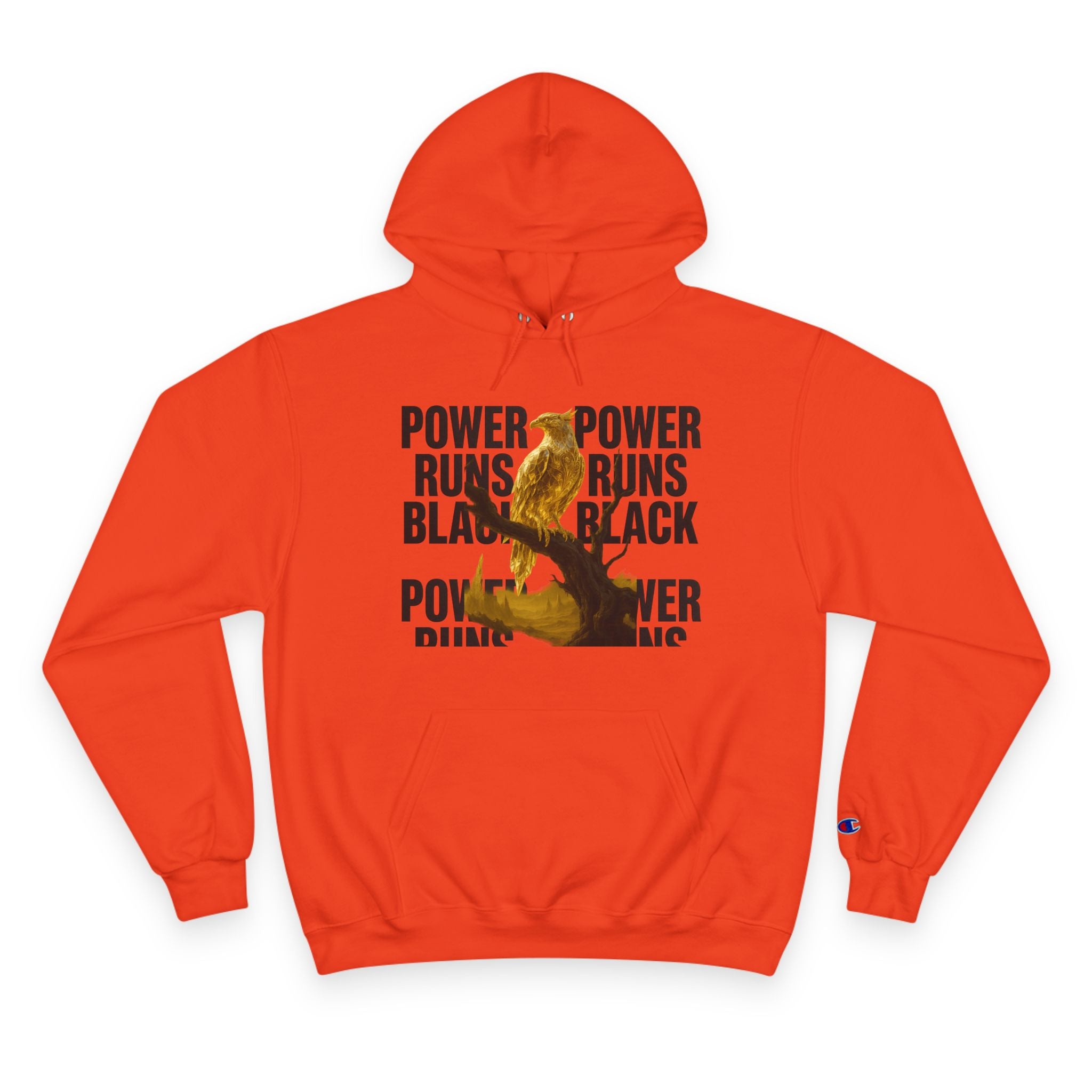 PRB Champion Hoodie — 'Power Runs Black' Golden Bird Graphic Pullover by Power Runs Black