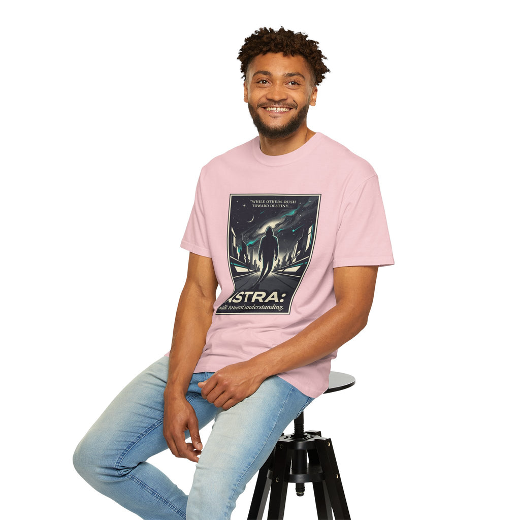 Power Runs Black Astra Sci‑Fi Graphic T-Shirt — "I walk toward understanding" Poster Design by Power Runs Black