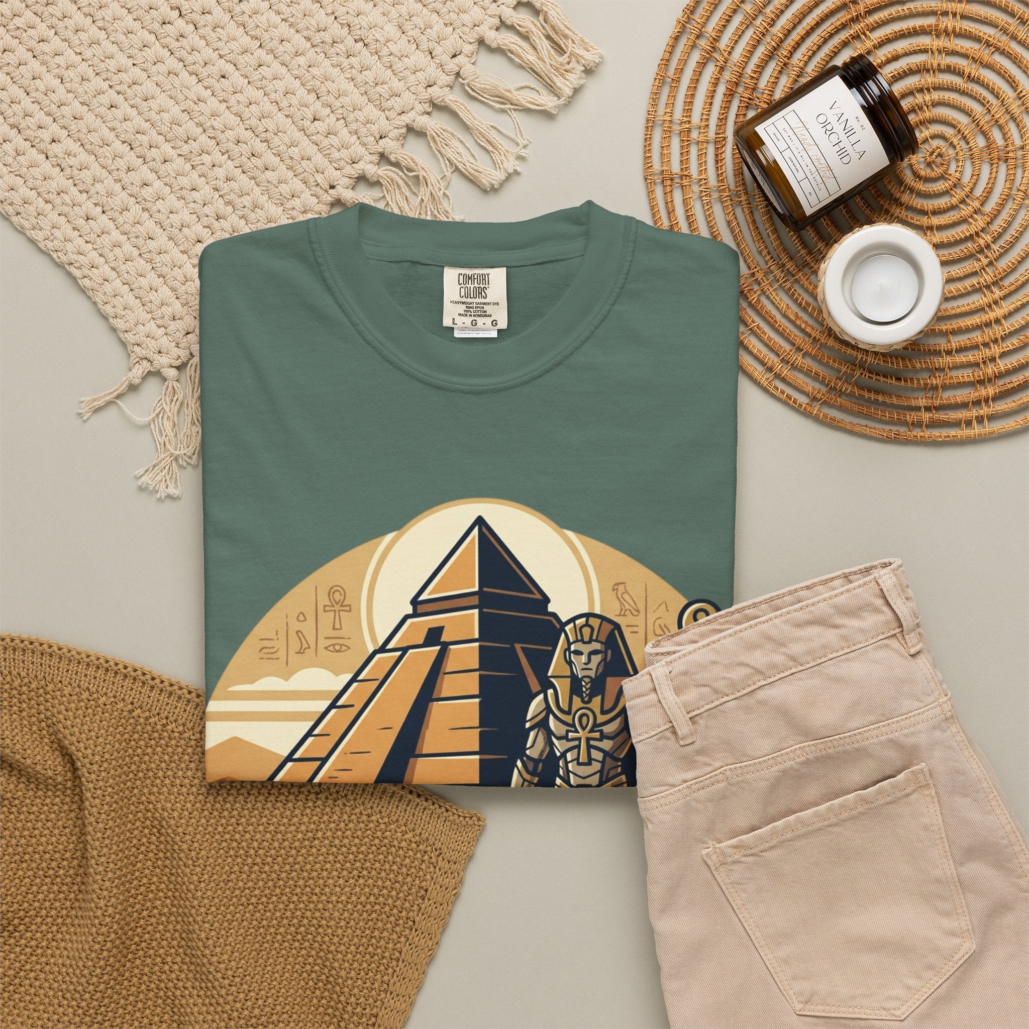 Power Runs Black PRB Guardian Unit T-Shirt — Egyptian Pyramid Sci‑Fi Graphic Tee by Printify