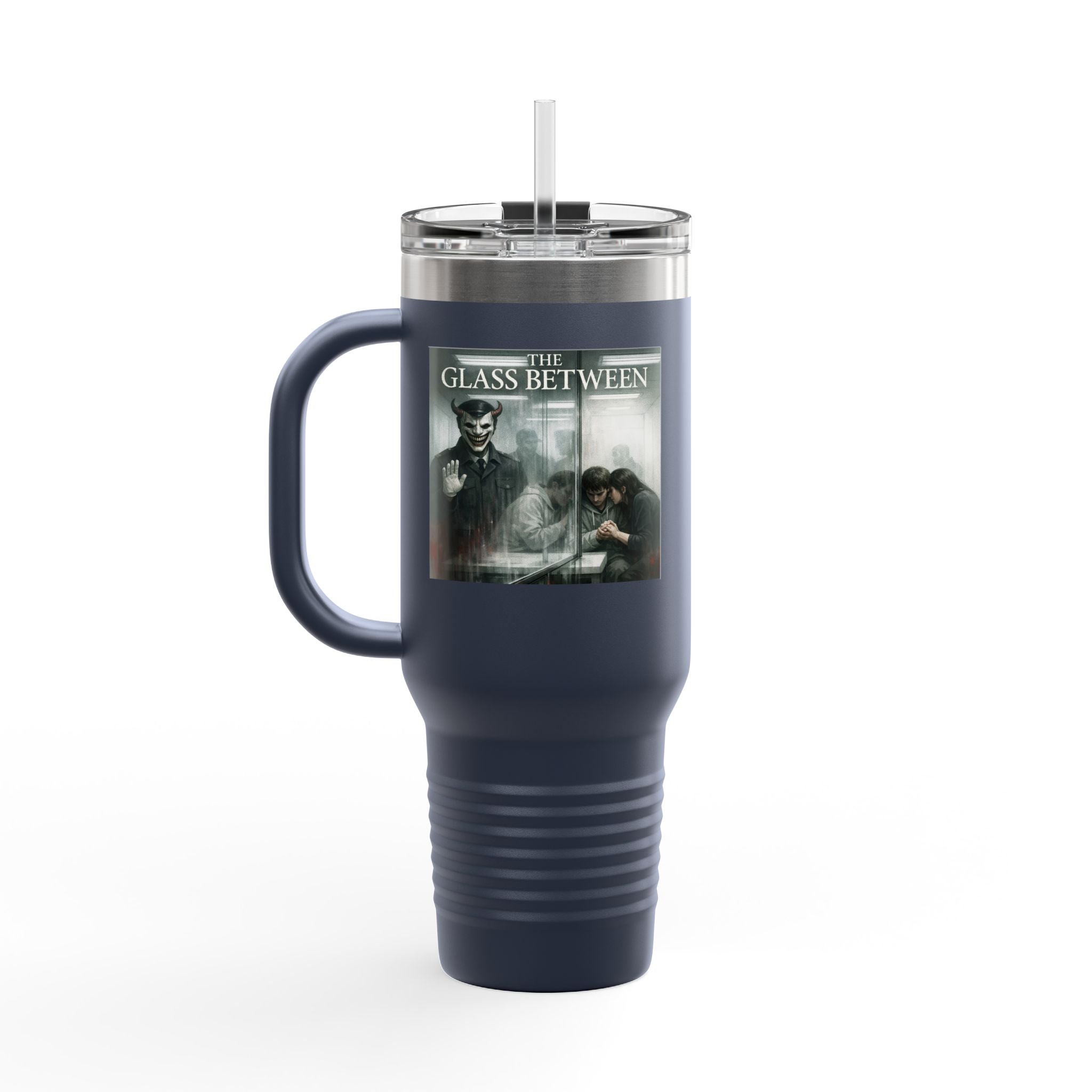 PRB The Glass Between, 40oz Insulated Travel Mug by Power Runs Black