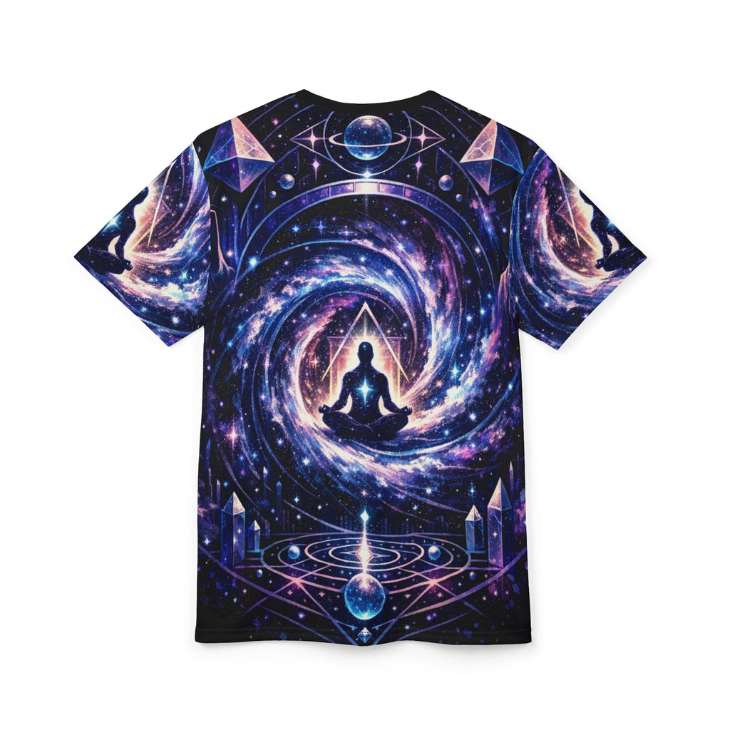 PRB Meditation Galaxy Tee — Spiritual Cosmic AOP Shirt by Power Runs Black