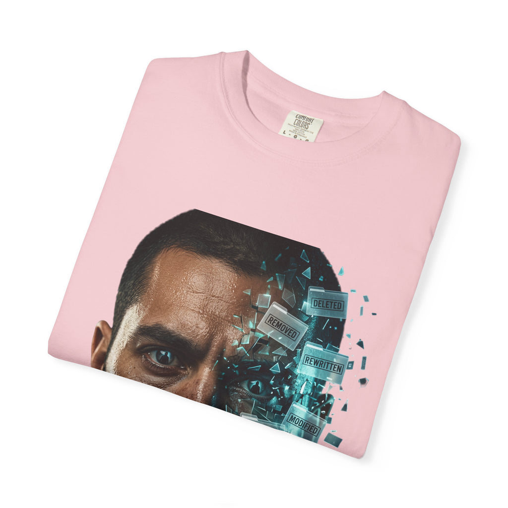Syndication Loop Cyberpunk Portrait Tee — Tech-Noir Graphic T-Shirt | Power Runs Black by Printify