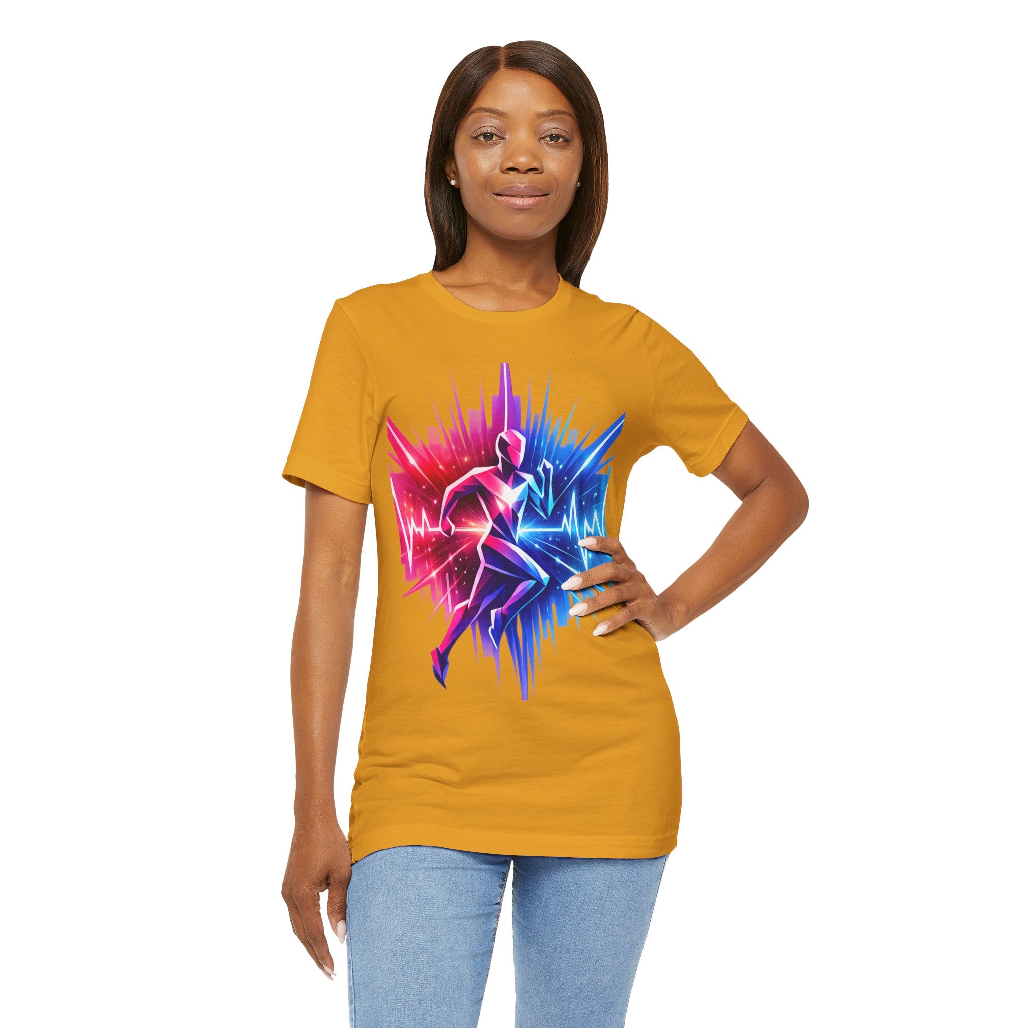 Power Runs Black PRB Running Pulse Graphic Tee — Neon Runner Heartbeat Sports T‑Shirt by Power Runs Black