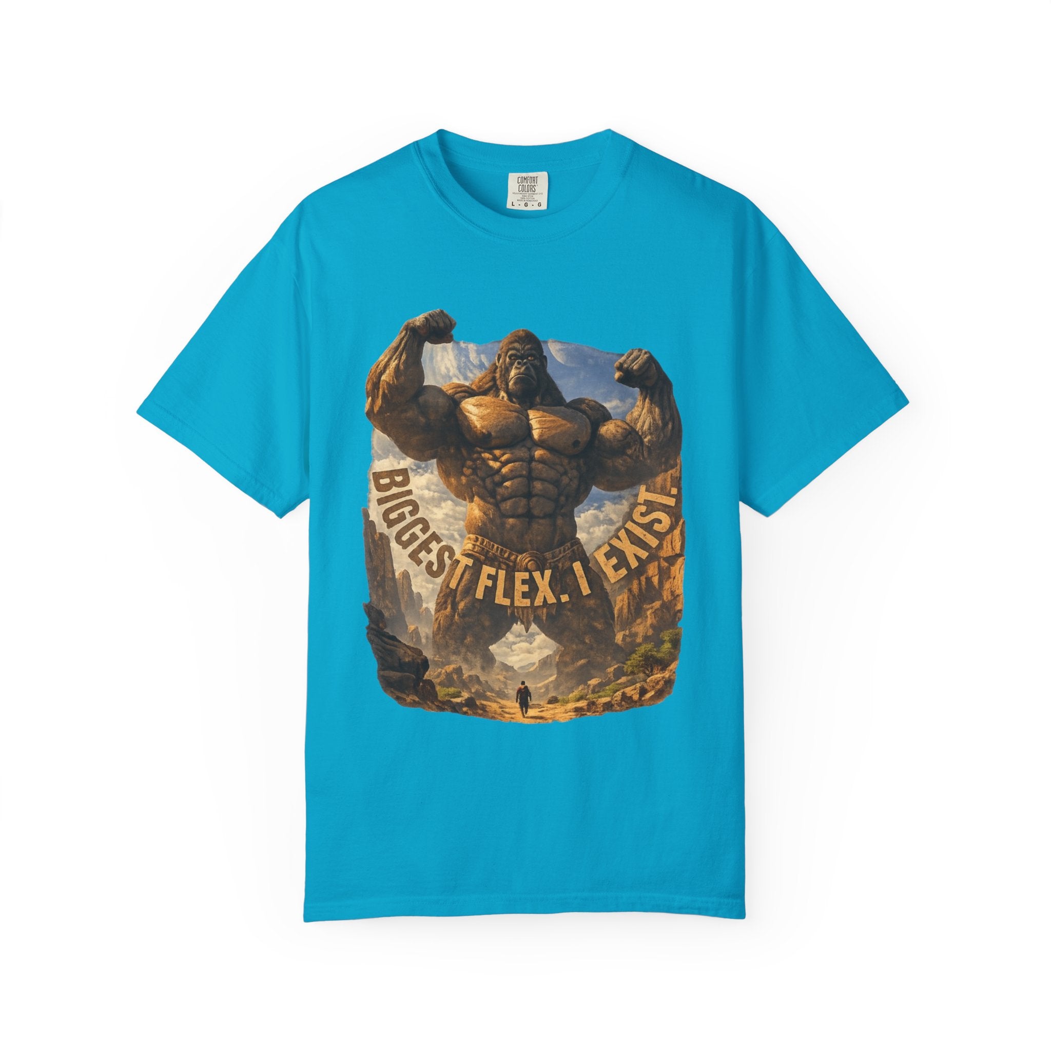 PRB Biggest Flex I Exist T-Shirt — Funny Muscle Gorilla Graphic Tee by Power Runs Black