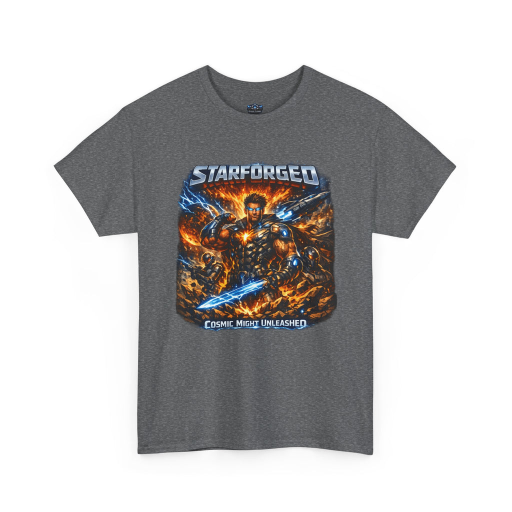 Starforged Flex : Cosmic Might Unleashed Illustration Graphic T by Power Runs Black