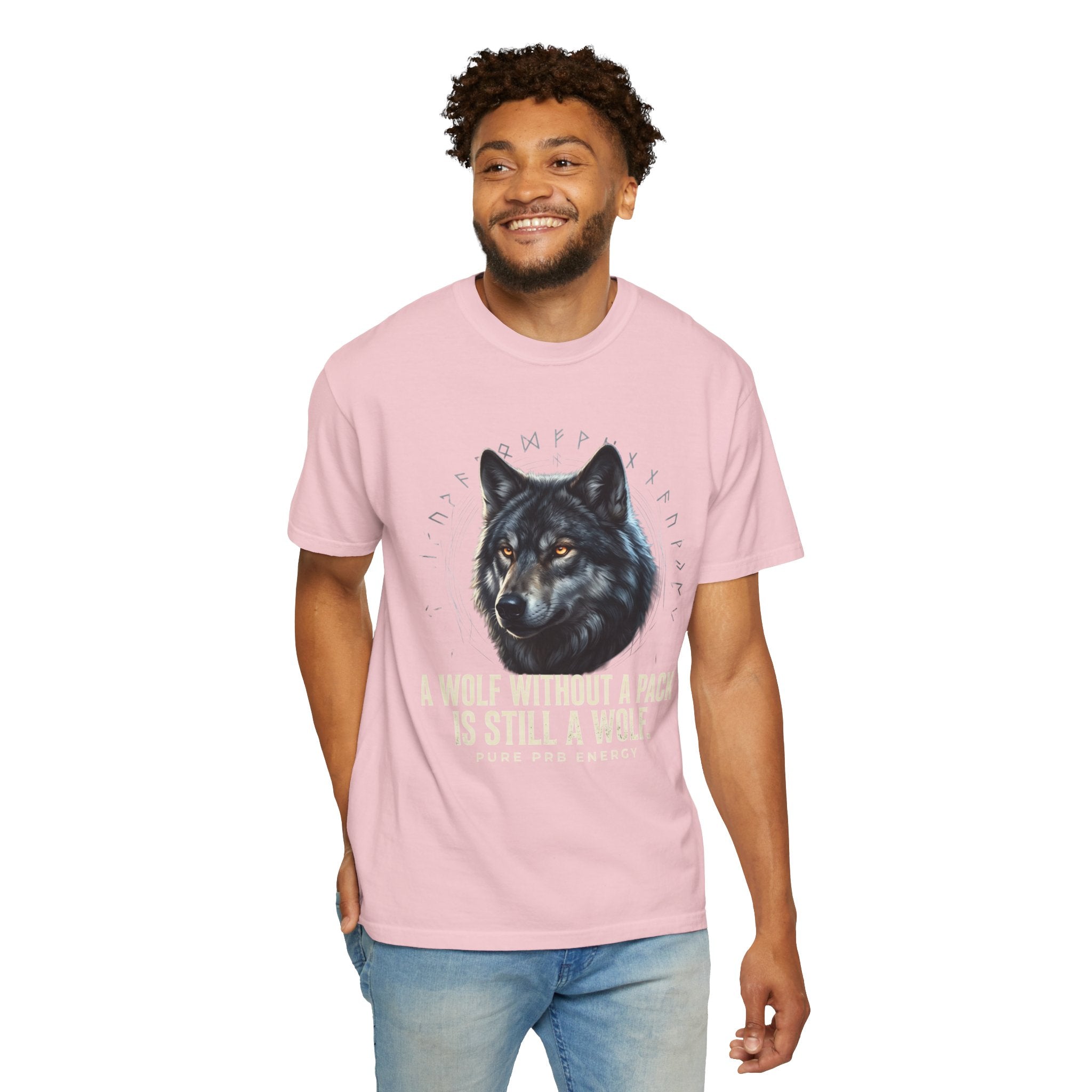 PRB Wolf Graphic T-Shirt — "A Wolf Without a Pack Is Still a Wolf" Inspirational Tee by Printify
