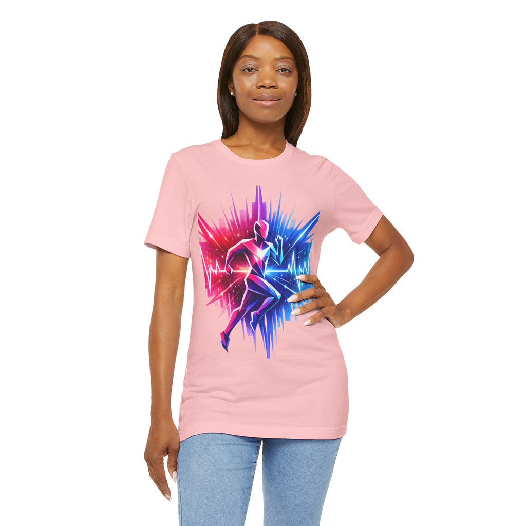Power Runs Black PRB Running Pulse Graphic Tee — Neon Runner Heartbeat Sports T‑Shirt by Power Runs Black