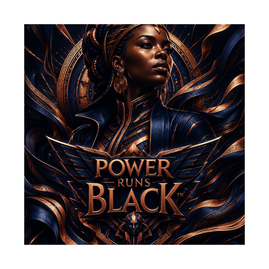 Power Runs Black Matte Poster — Afrocentric Inspirational Wall Art by Power Runs Black