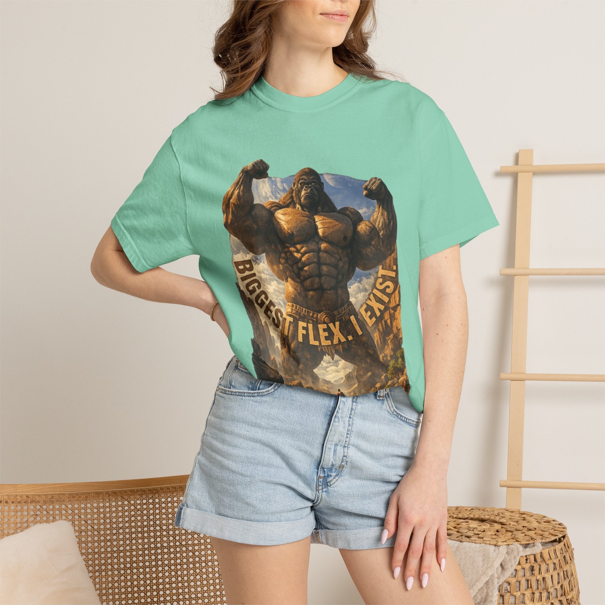 PRB Biggest Flex I Exist T-Shirt — Funny Muscle Gorilla Graphic Tee by Power Runs Black