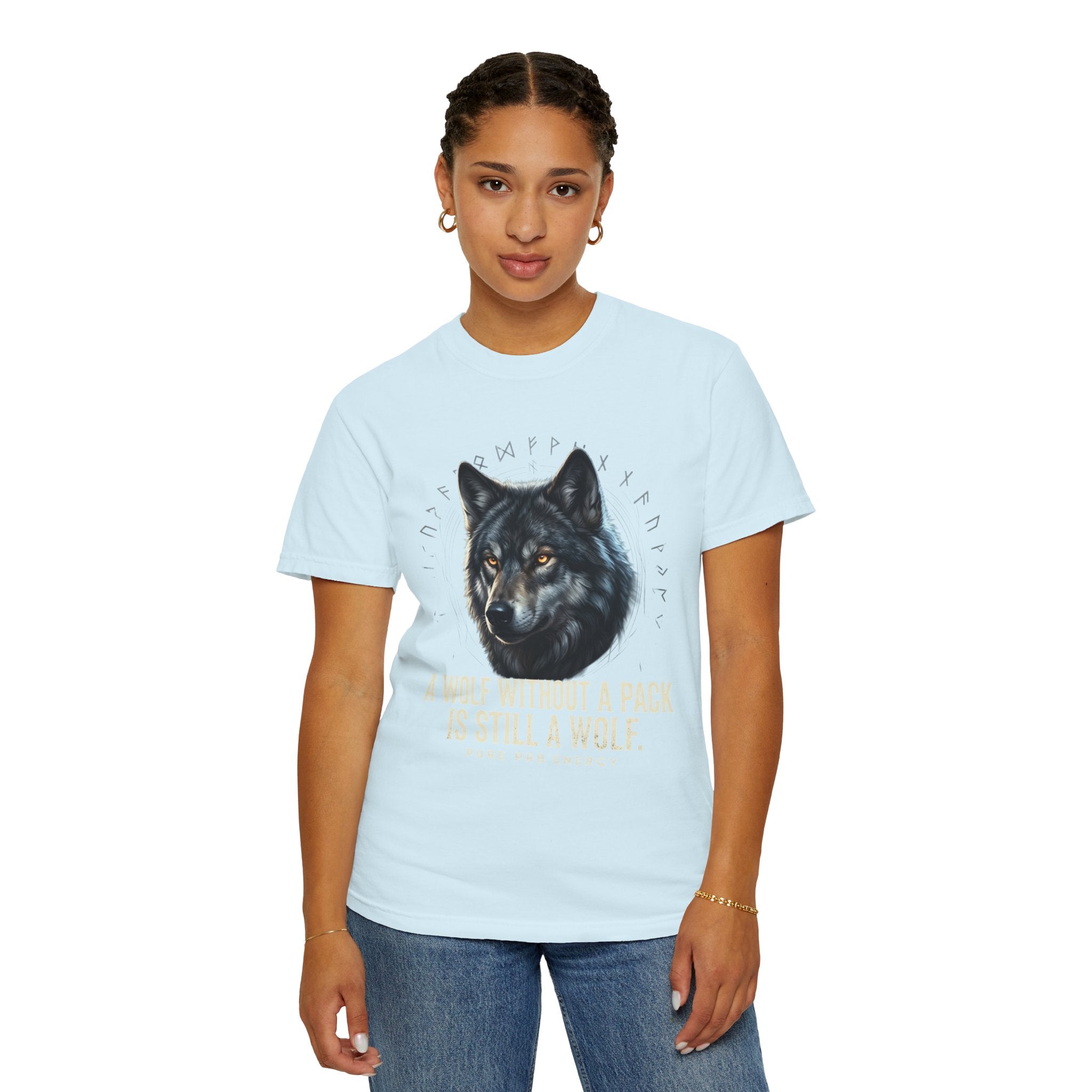PRB Wolf Graphic T-Shirt — "A Wolf Without a Pack Is Still a Wolf" Inspirational Tee by Printify