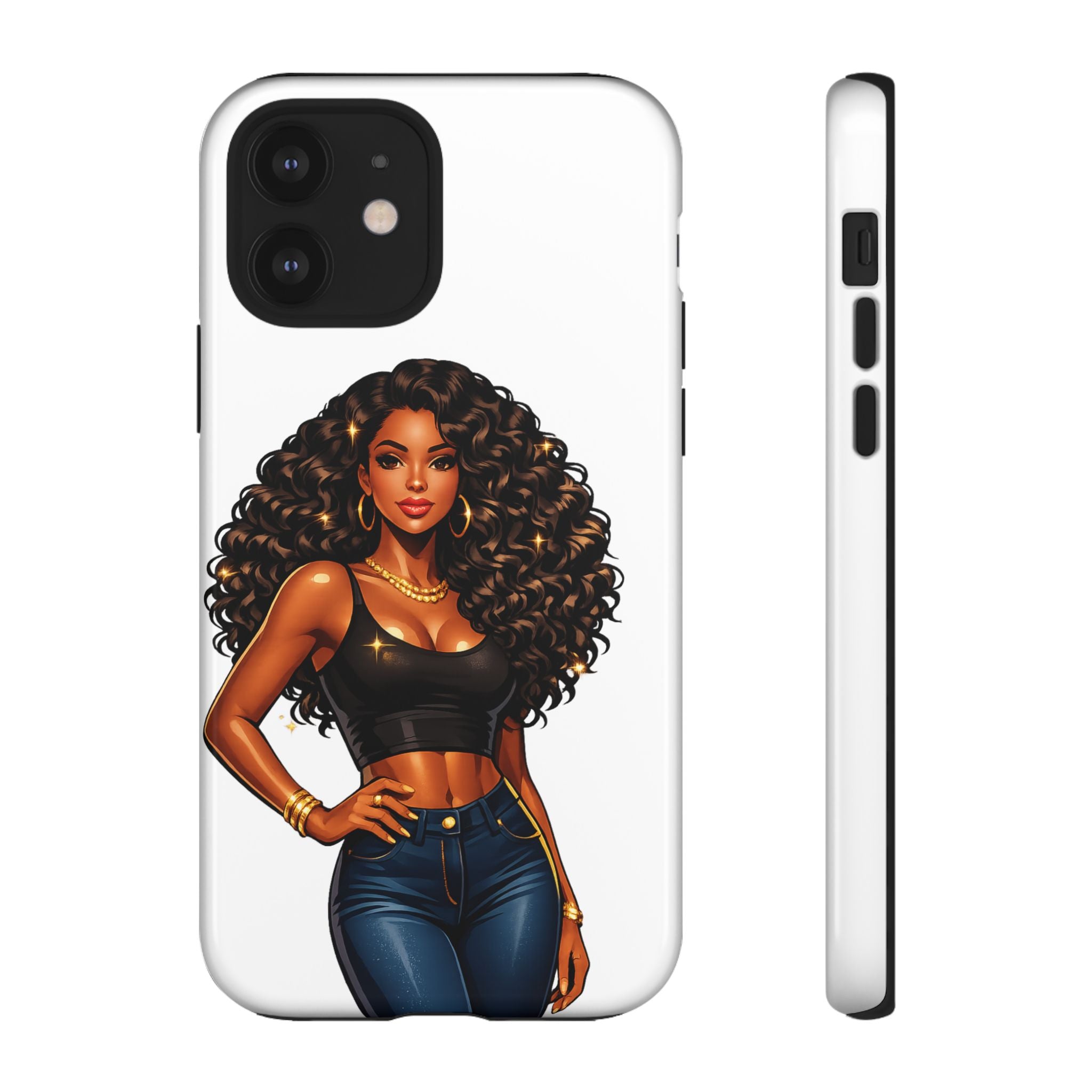 Pretty Rich Bitch by PRB Curly Hair Phone Case by Power Runs Black