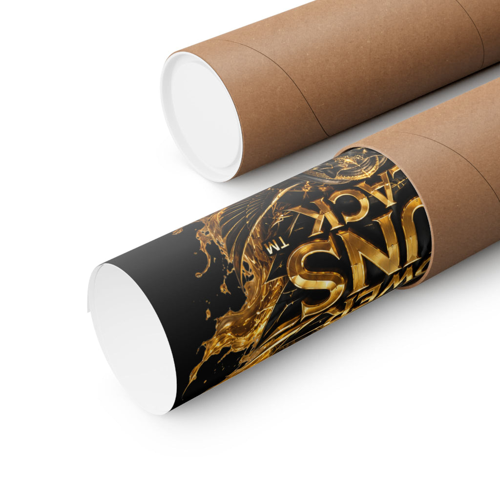 Power Runs Black Matte Poster — Afrocentric Gold Goddess Wall Art by Power Runs Black