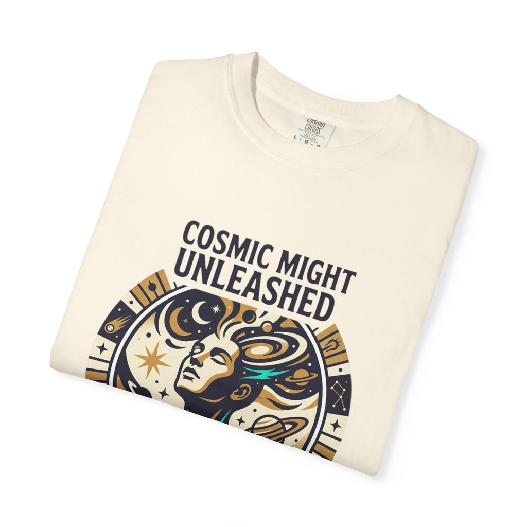 PRB Starforged Flex Cosmic Might Unleashed Graphic T-Shirt — Celestial Stag Astrology Tee by Power Runs Black