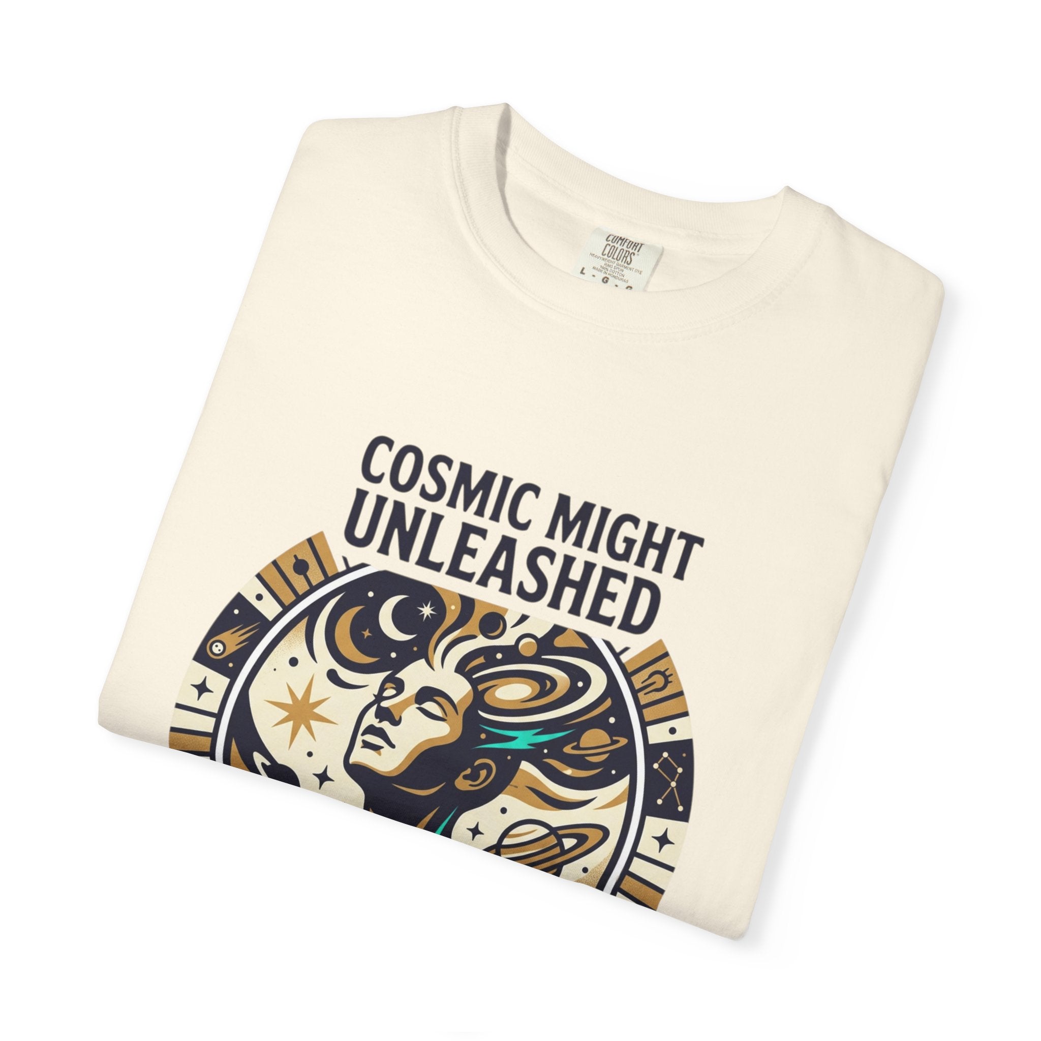 PRB Starforged Flex Cosmic Might Unleashed Graphic T-Shirt — Celestial Stag Astrology Tee by Power Runs Black