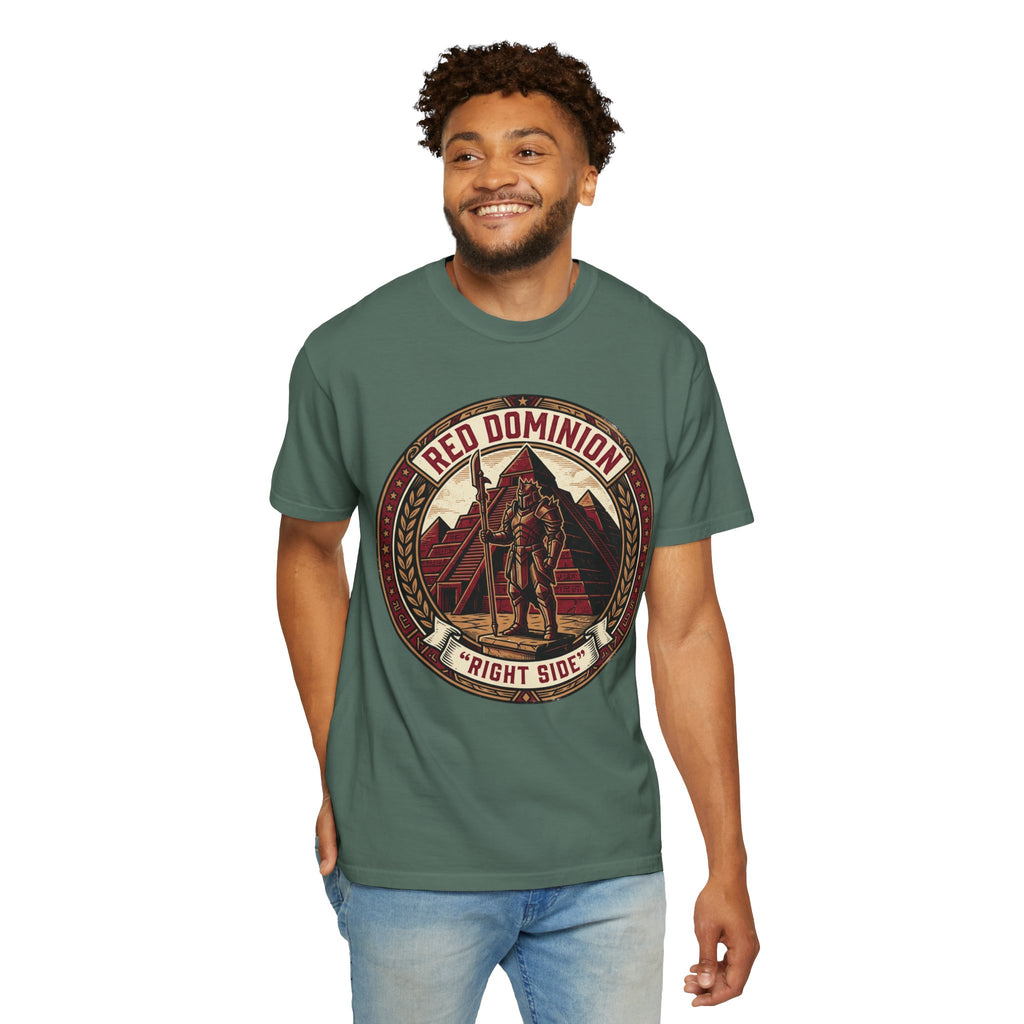 Power Runs Black PRB Red Dominion 'Right Side' Graphic T-Shirt by Printify