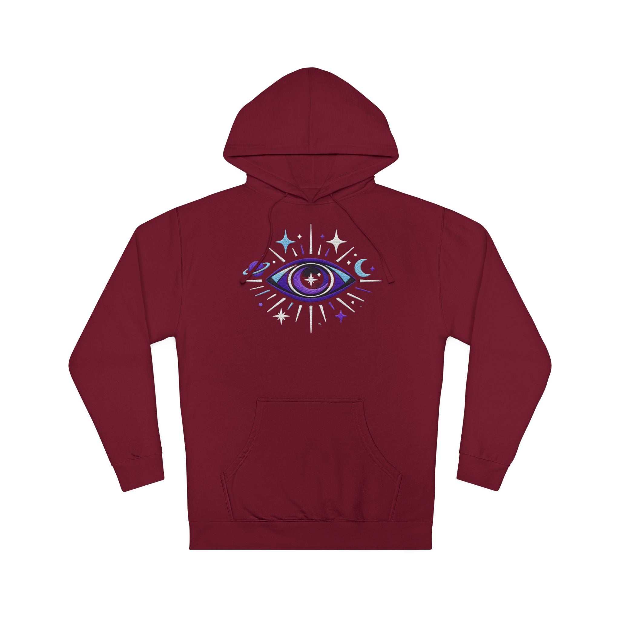 PRB Mystic Purple All-Seeing Eye Hoodie | Celestial Stars Moon by Power Runs Black