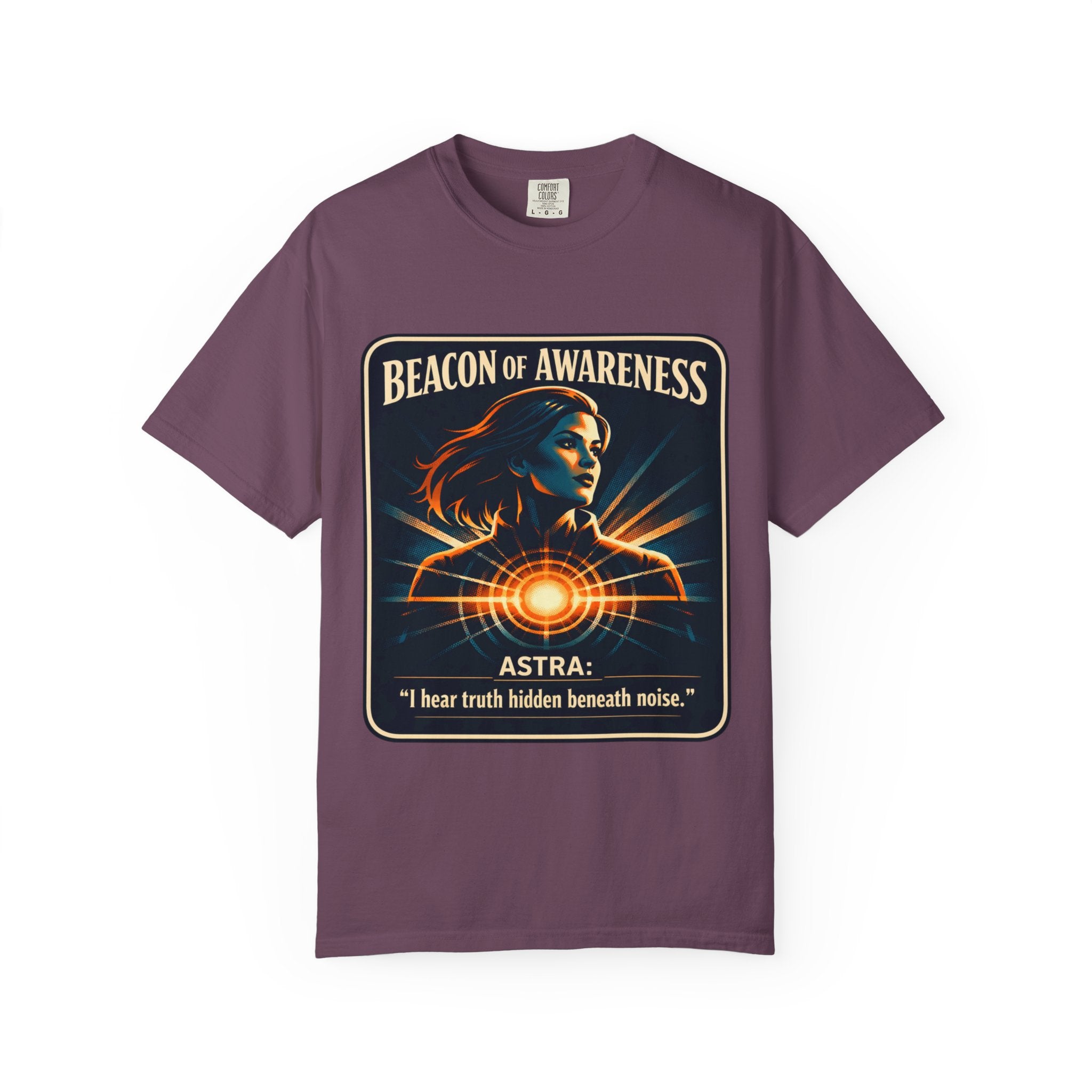 Power Runs Black Beacon of Awareness T-Shirt — “Astra: I hear truth hidden beneath noise” Cosmic Graphic Tee by Power Runs Black
