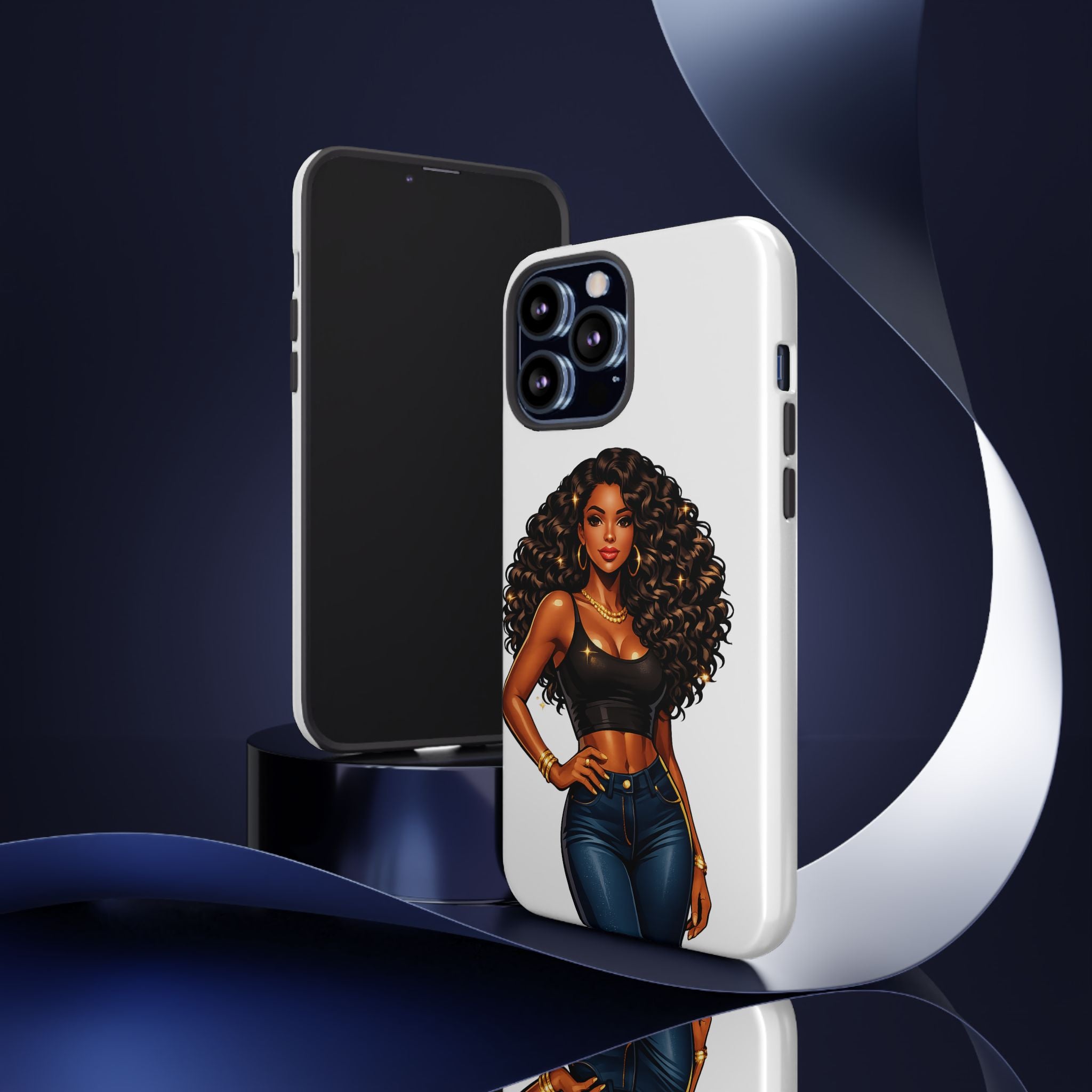 Pretty Rich Bitch by PRB Curly Hair Phone Case by Power Runs Black
