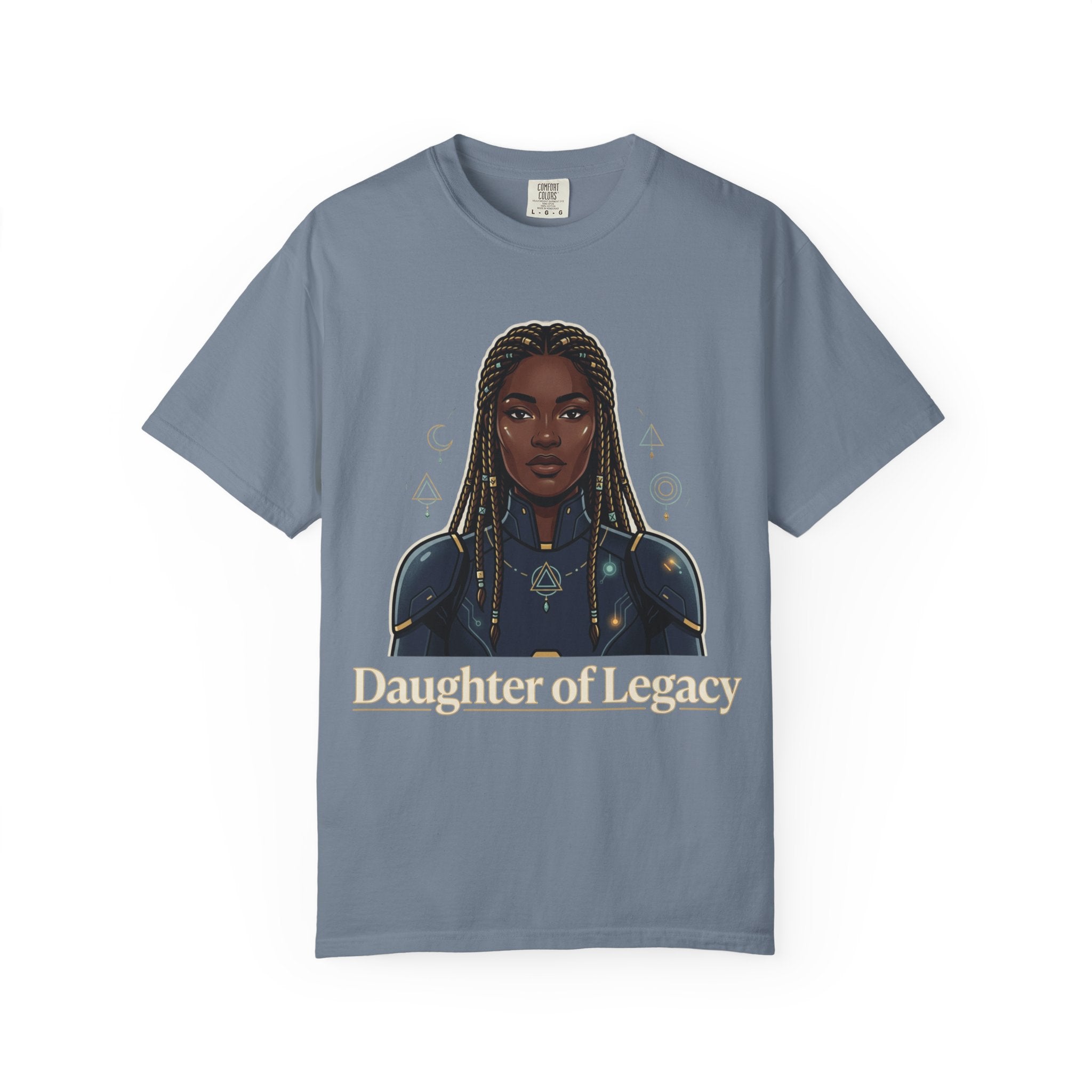 Power Runs Black Daughter of Legacy Graphic T-Shirt | Black Girl Magic Portrait Tee by Printify