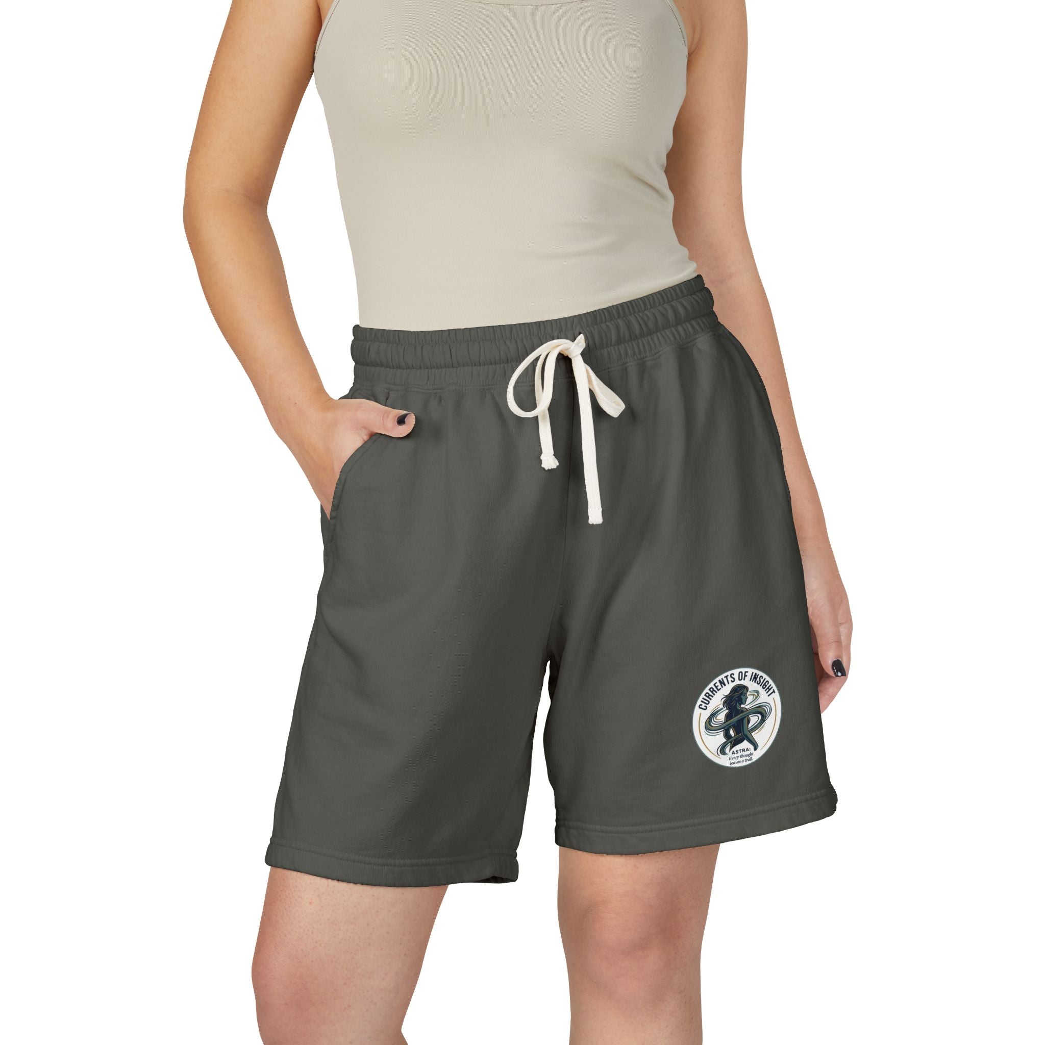 Power Runs Black Lightweight Fleece Sweat Shorts — Vintage Surf Patch by Power Runs Black