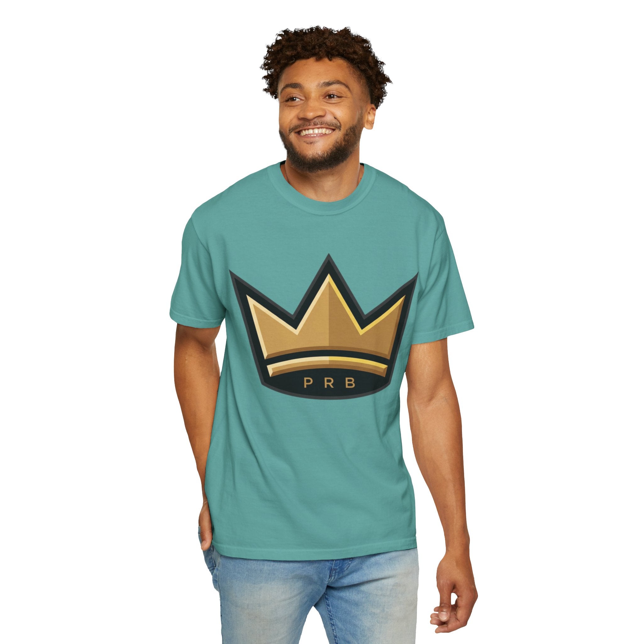 PRB Crown & Cosmos Graphic T-Shirt | Gold Royal Crest & Celestial Back by Printify
