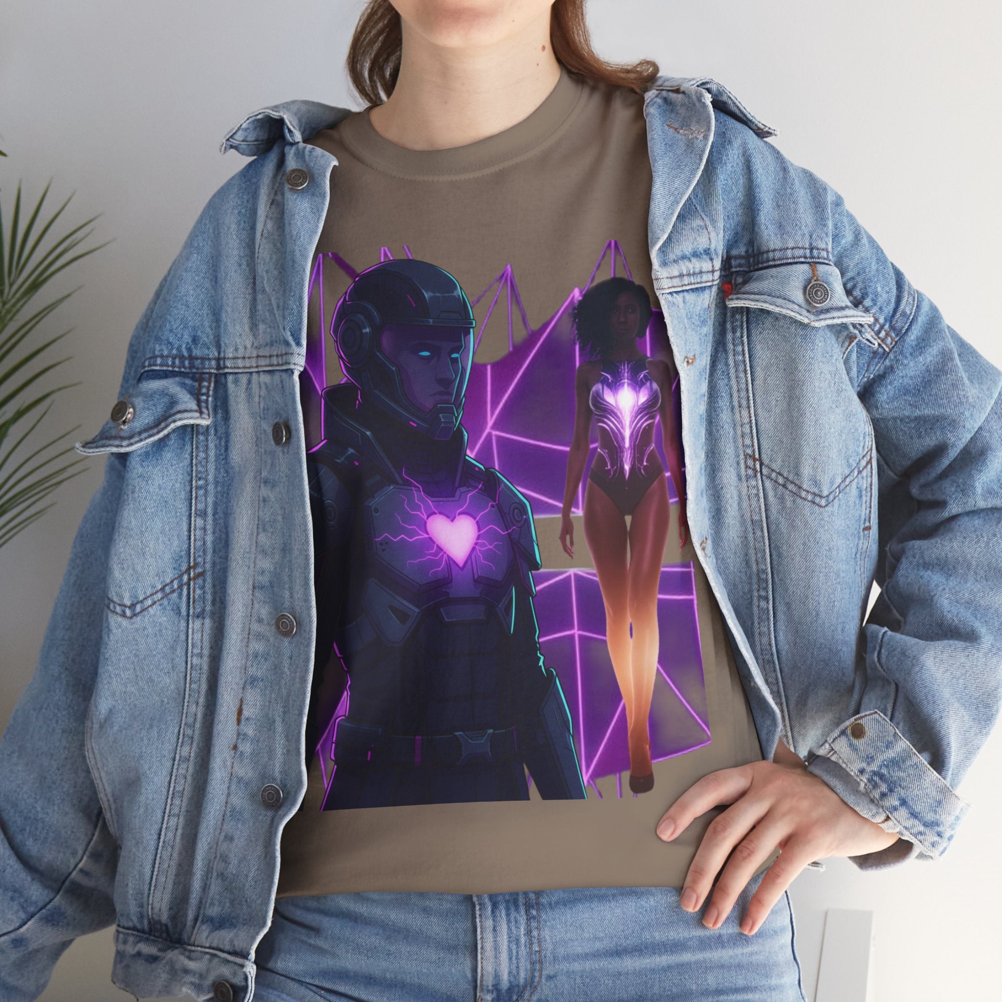 Power Run Black PRB Pretty Rich Bitch The Collection Purple Heart Cyberpunk Knight T-Shirt | Futuristic Armor Sci‑Fi Tee by Printify