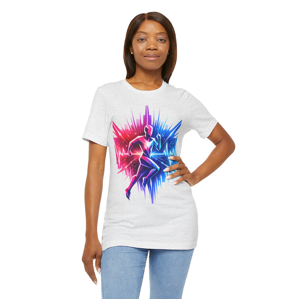 Power Runs Black PRB Running Pulse Graphic Tee — Neon Runner Heartbeat Sports T‑Shirt by Power Runs Black