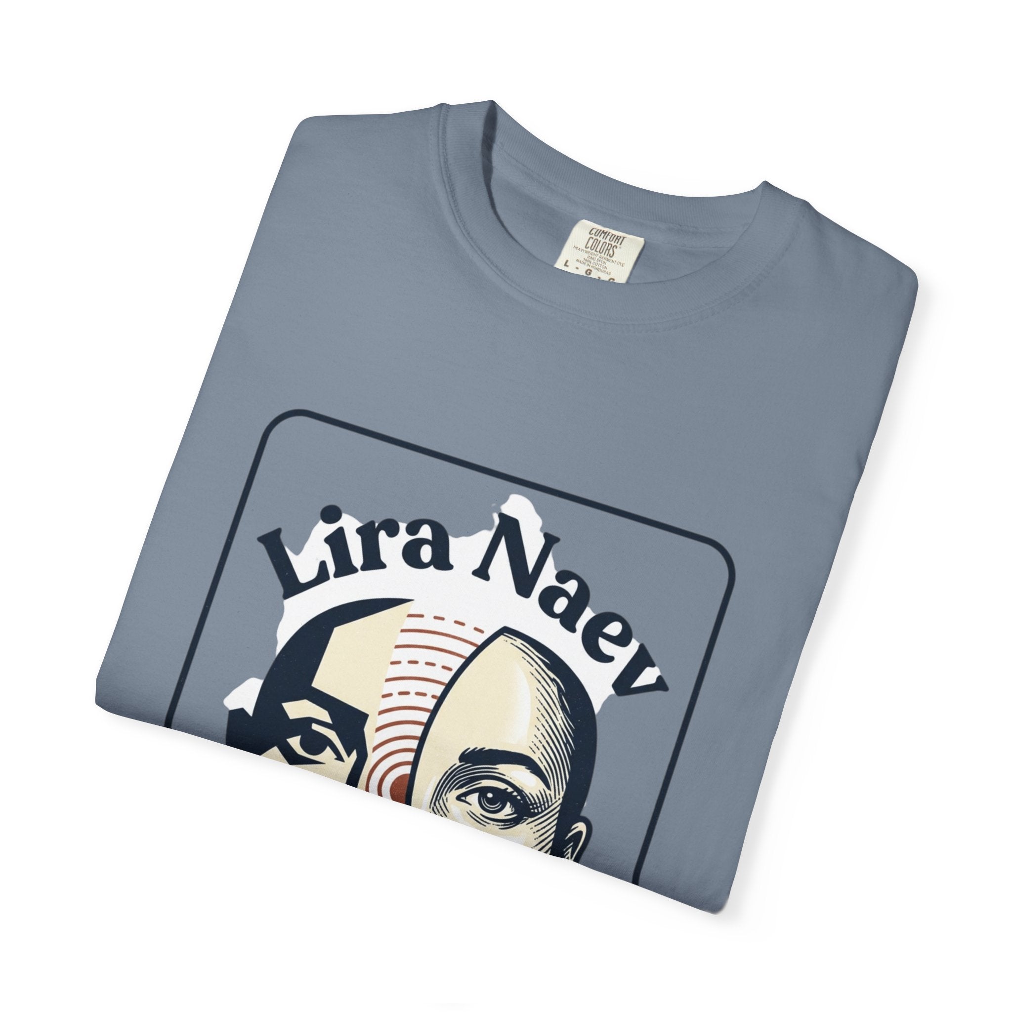 Power Runs Black PRB Lira Naev Split-Face Graphic T-Shirt — “Perception shifts the center” Statement Tee by Printify