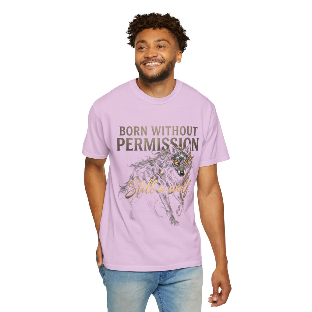 PRB Born Without Permission Wolf T-Shirt — Bold Wolf Graphic Tee by Printify
