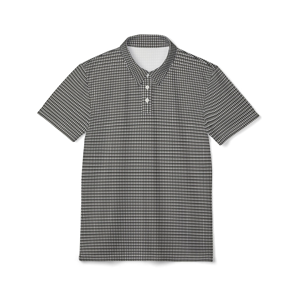 PRB Houndstooth Polo Shirt — Classic Black & White Patterned Golf Polo by Power Runs Black