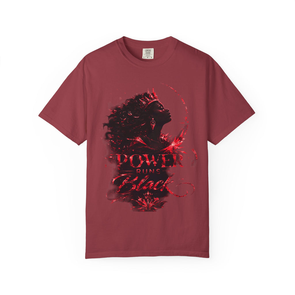 Power Runs Black Crown T-Shirt | Gothic Silhouette Artwork by Power Runs Black