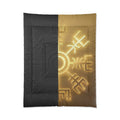 Power Runs Black PRB Gold & Black Nordic Rune Comforter – Viking Symbol Duvet Cover by Printify