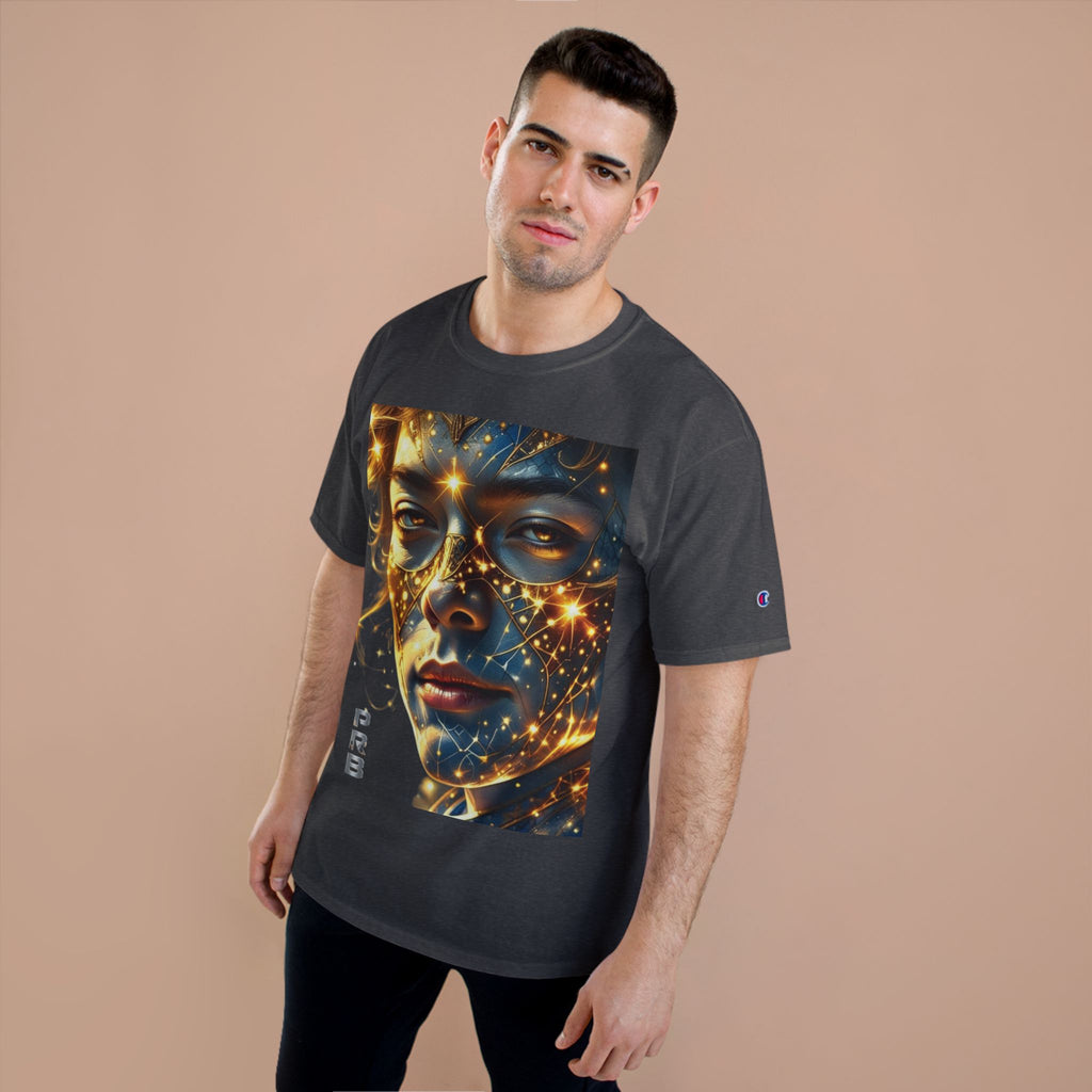 PRB Champion T-Shirt — Cosmic Face Art Tee (Radiant Star Portrait) by Printify
