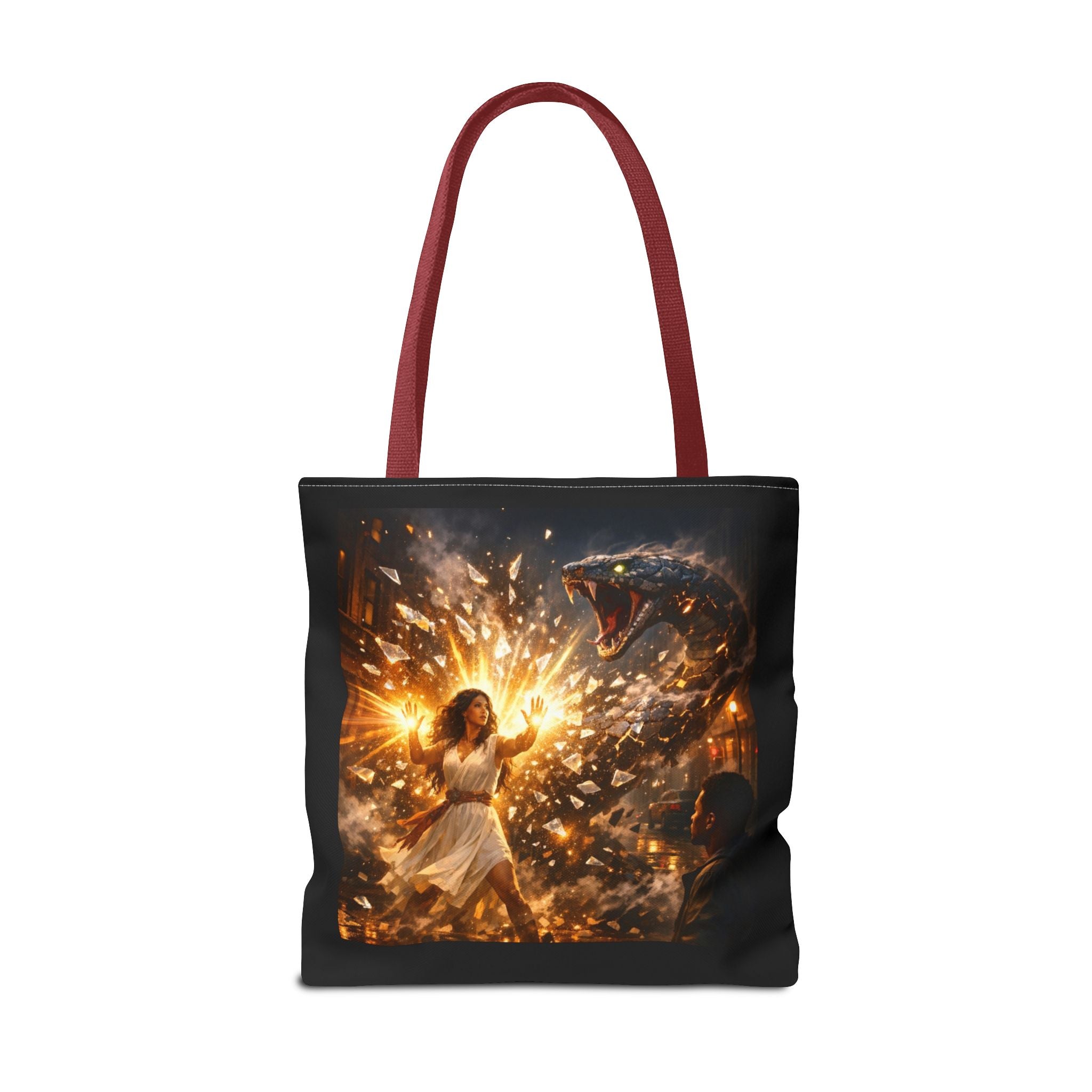 PRB Raging Serpent Burst tote bag | Fantasy serpent explosion art by Printify