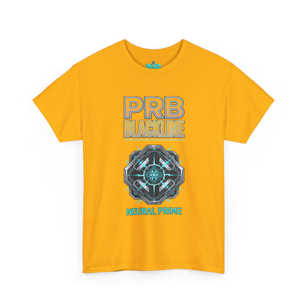 PRB Blackline Neural Prime Tech Tee — Futuristic Sci‑Fi Circuit Graphic T-Shirt by Power Runs Black