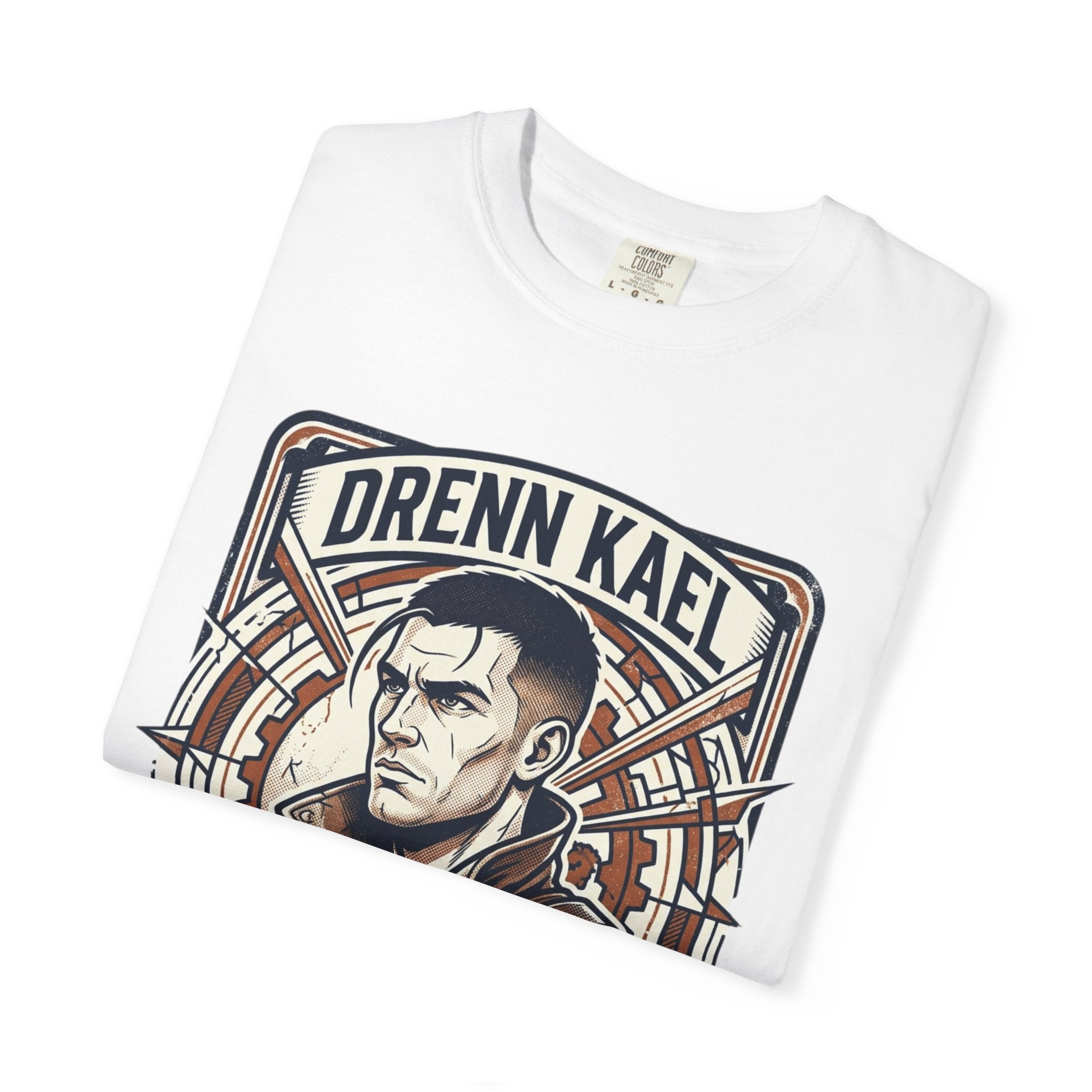 Power Runs Black PRB Drenn Kael Portrait T-Shirt — "Rebellion Twists the Axis" Graphic Tee by Printify