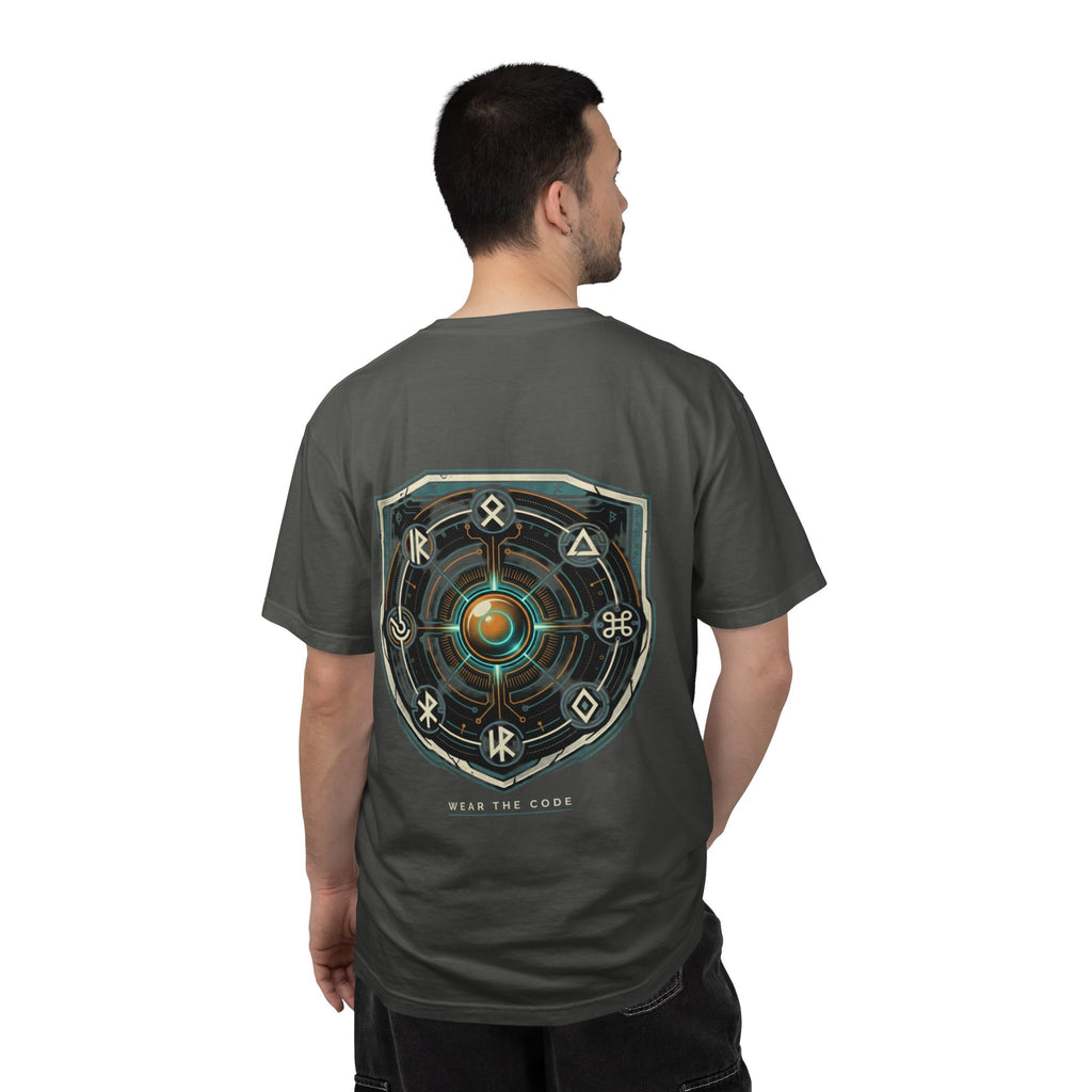 Power Runs Black PRB "Wear The Code" Mystic Shield T-Shirt — Geometric Sigil Graphic Tee by Printify