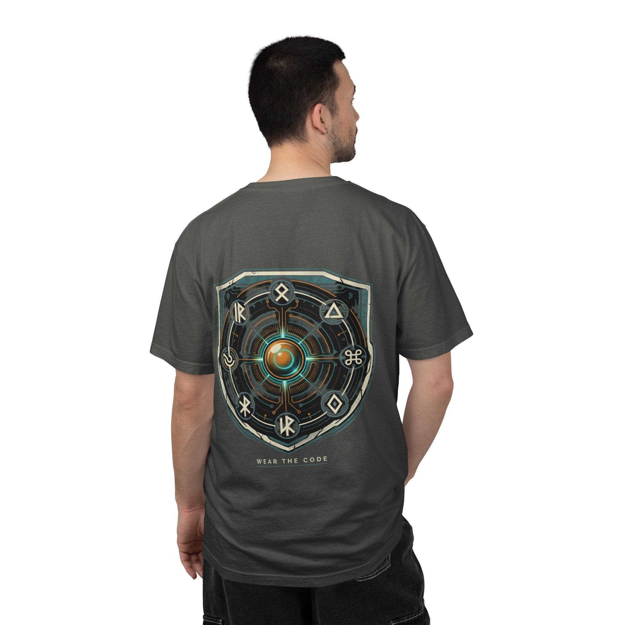 Power Runs Black PRB "Wear The Code" Mystic Shield T-Shirt — Geometric Sigil Graphic Tee by Printify