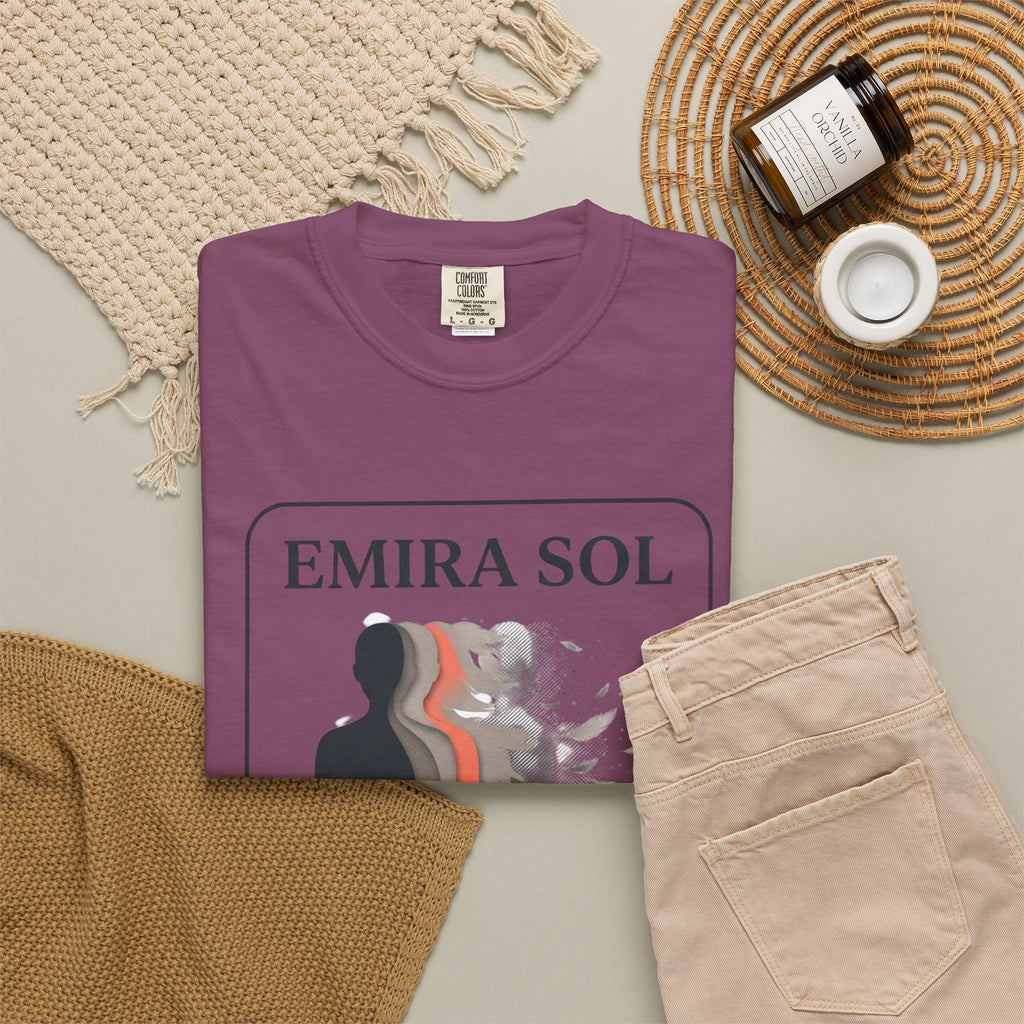 Power Runs Black PRB Emira Sol Graphic T-Shirt — Silhouette Art "Release Shadows" Tee by Printify